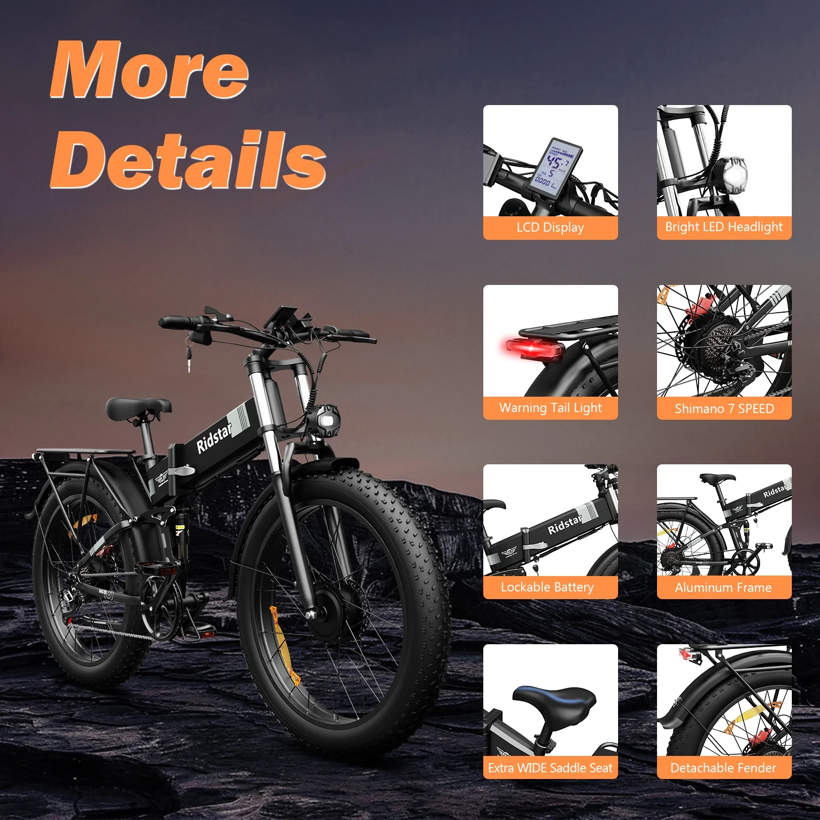 Dual Motor PEAK 3000W Electric Bike for Adults,31mph 48V 23Ah Electric Bicycle,26
