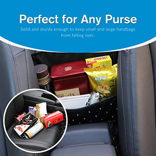 eveco Purse Holder for Cars - Car Purse Handbag Holder Between Seats - Auto Storage Accessories for Women Interior - Automotive Consoles and Organizers Net Pocket for Front Seat