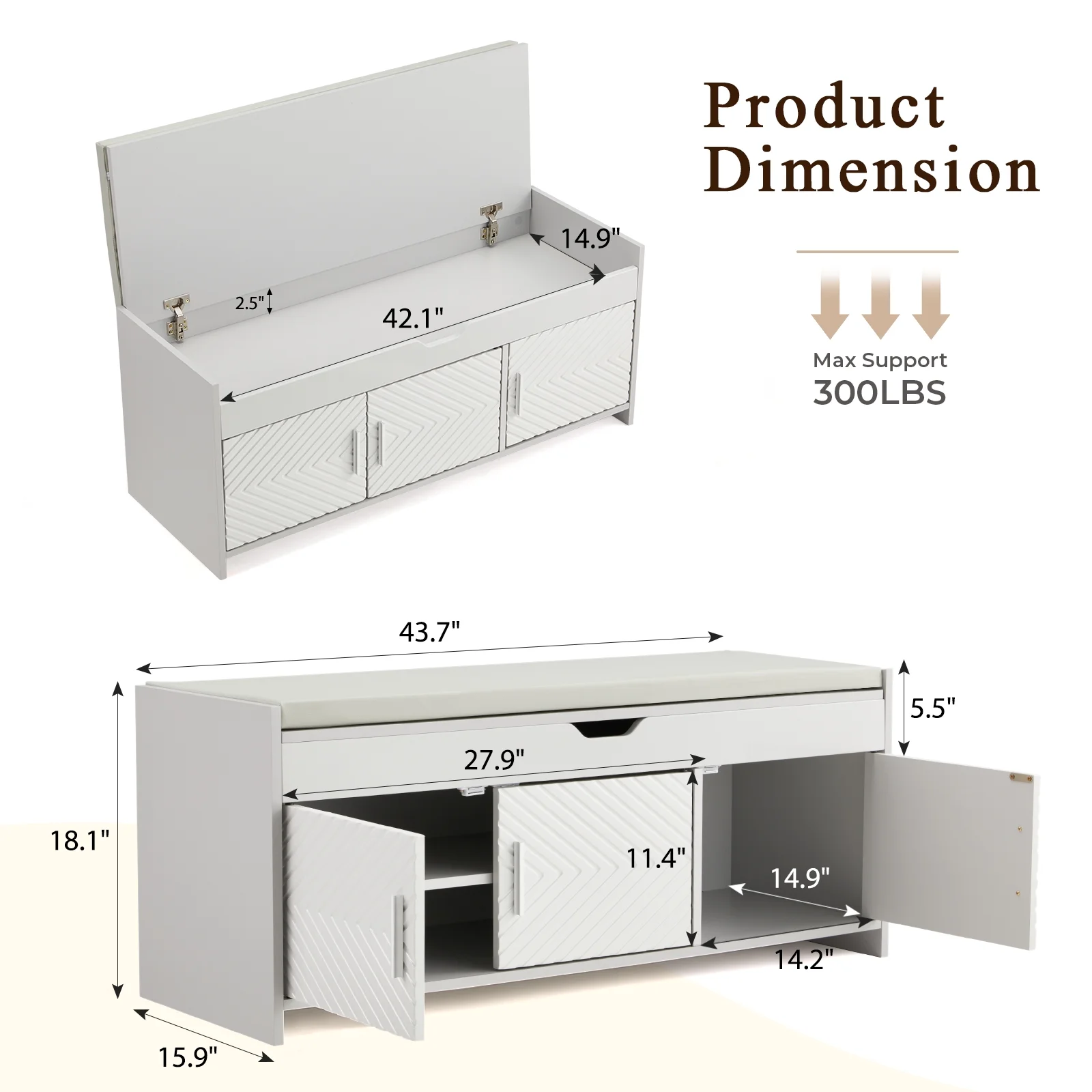 AVAWING Storage Bench, Shoe Bench with Lift Top Storage, Wooden Entryway Bench, Black