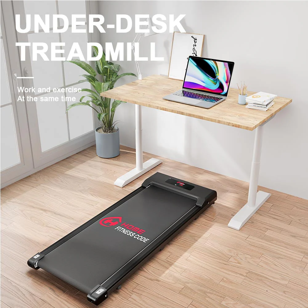Home Fitness Code Treadmill, Under Desk Treadmill, Ultra Quiet with Remote Control, Walking Jogging for Home/Office Use (Black)
