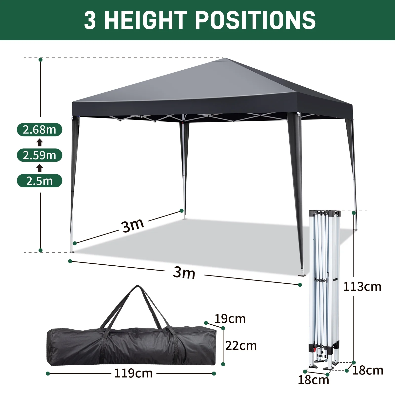 Ktaxon 10'x10' Pop Up Gazebo Canopy Wedding Party Tent with 4 Sidewalls Gray