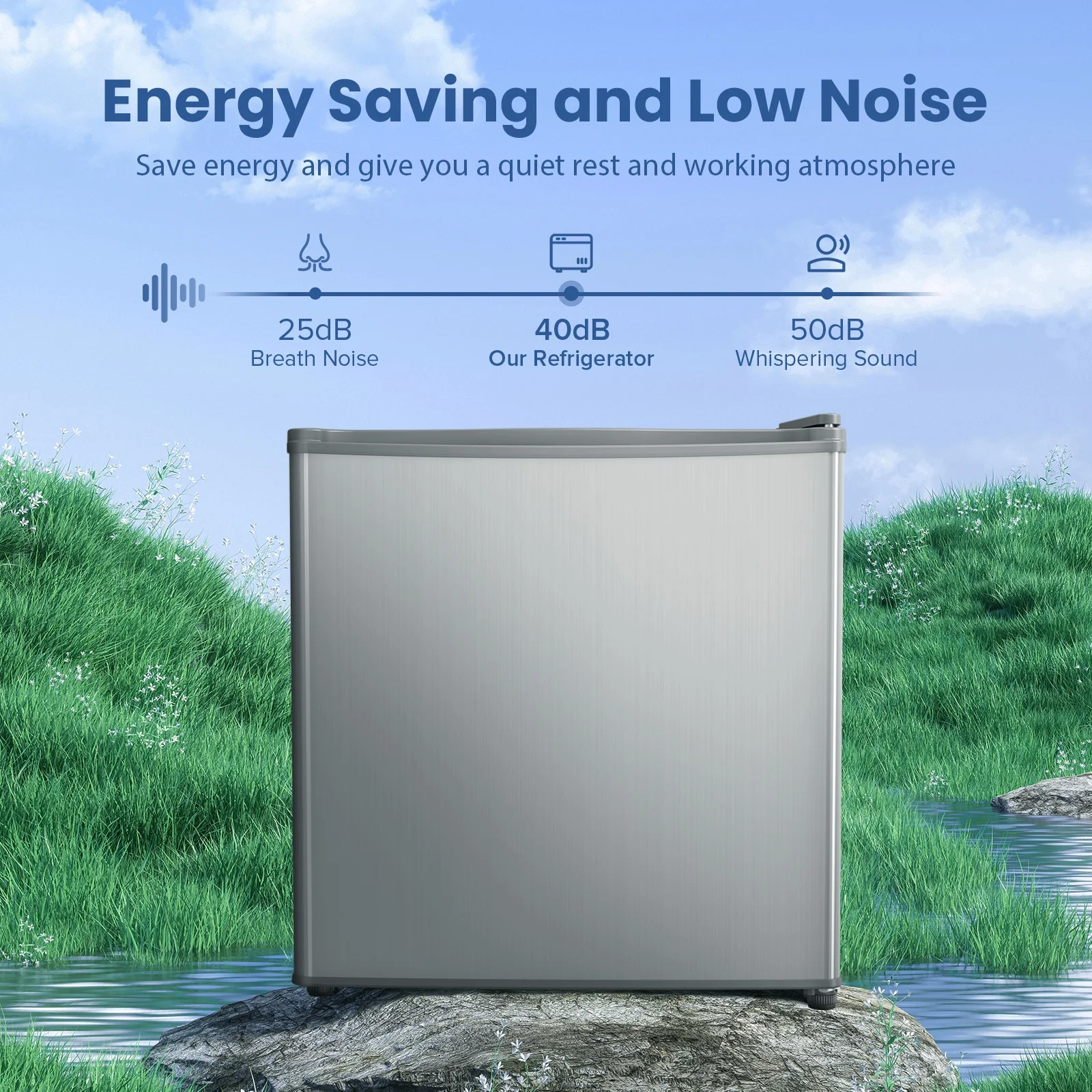 Auseo 1.7 cu.ft. Compact Refrigerator Mini Fridge, Retro Style, Low Noise & Energy Saving, Adjustable Temperature, for Kitchen/Office/Apartment/Dormitory-White