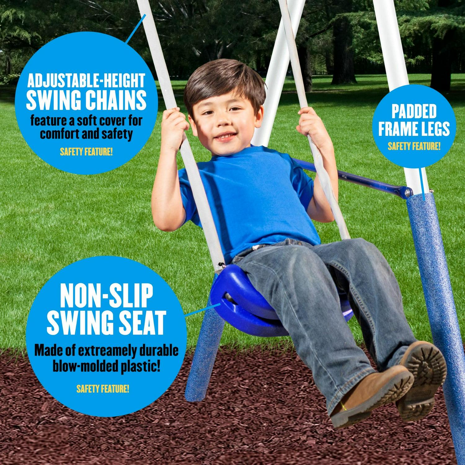XDP Recreation Fun All-Mighty Metal Swing Set with Super Disc Swing. Stand R Swing. Glider. & Slide