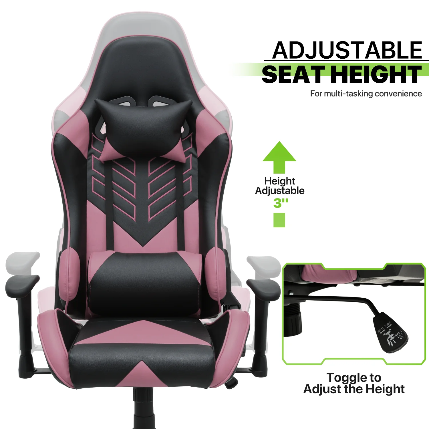 Magshion Ergonomic Gaming Chair, Comfortable Gaming Chair, Computer Chair Leather Desk Chair Adjustable Swivel Gaming Office Chair, Blue