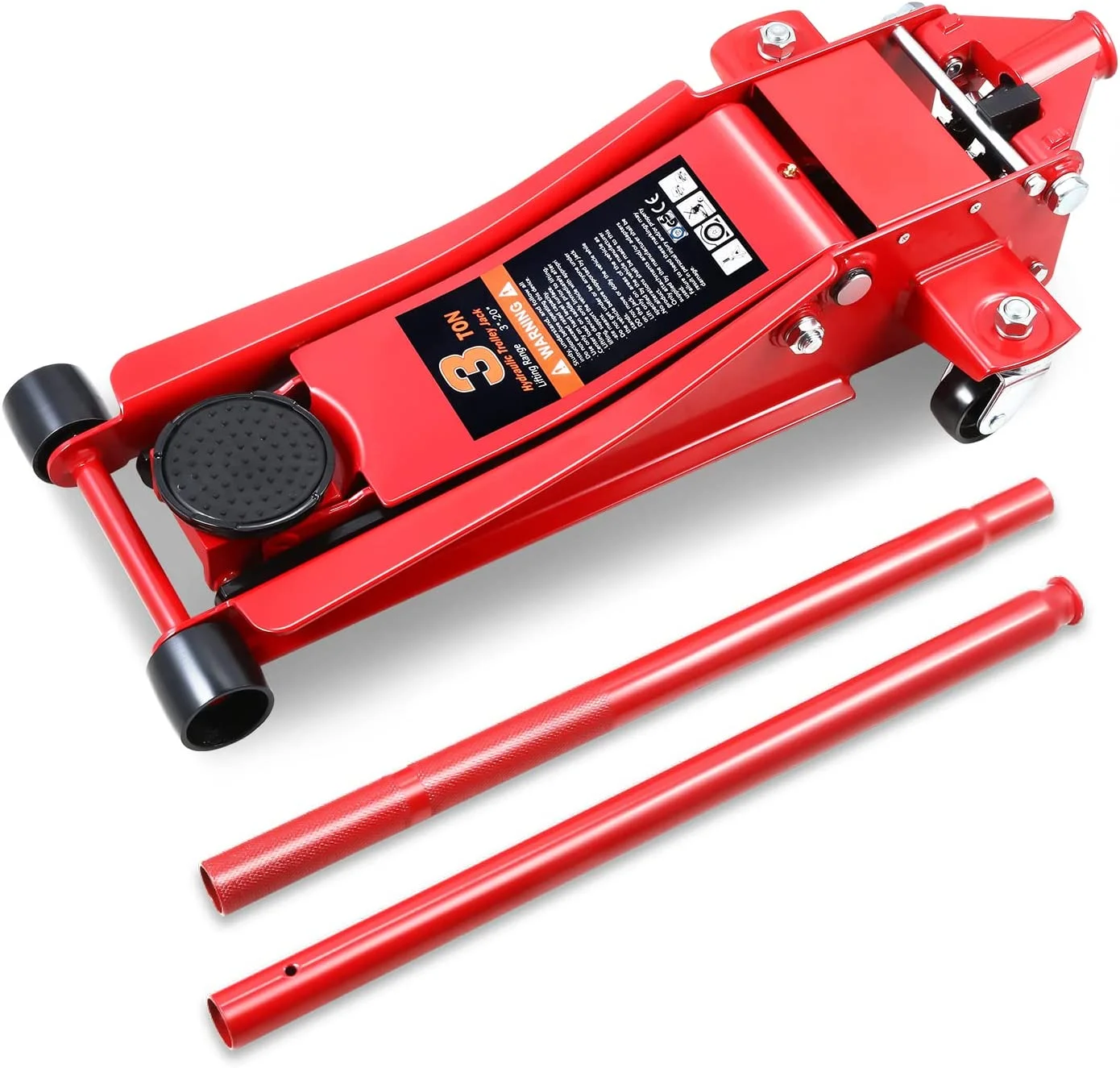 DNA Motoring TOOLS-00235 Low Profile Hydraulic Trolley Service Garage Floor Jack 3 Ton