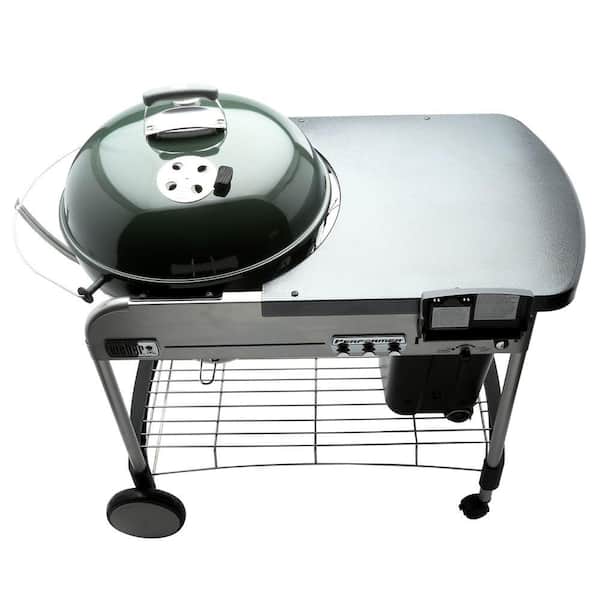 22 in. Performer Deluxe Charcoal Grill in Green with Built-In Thermometer and Digital Timer
