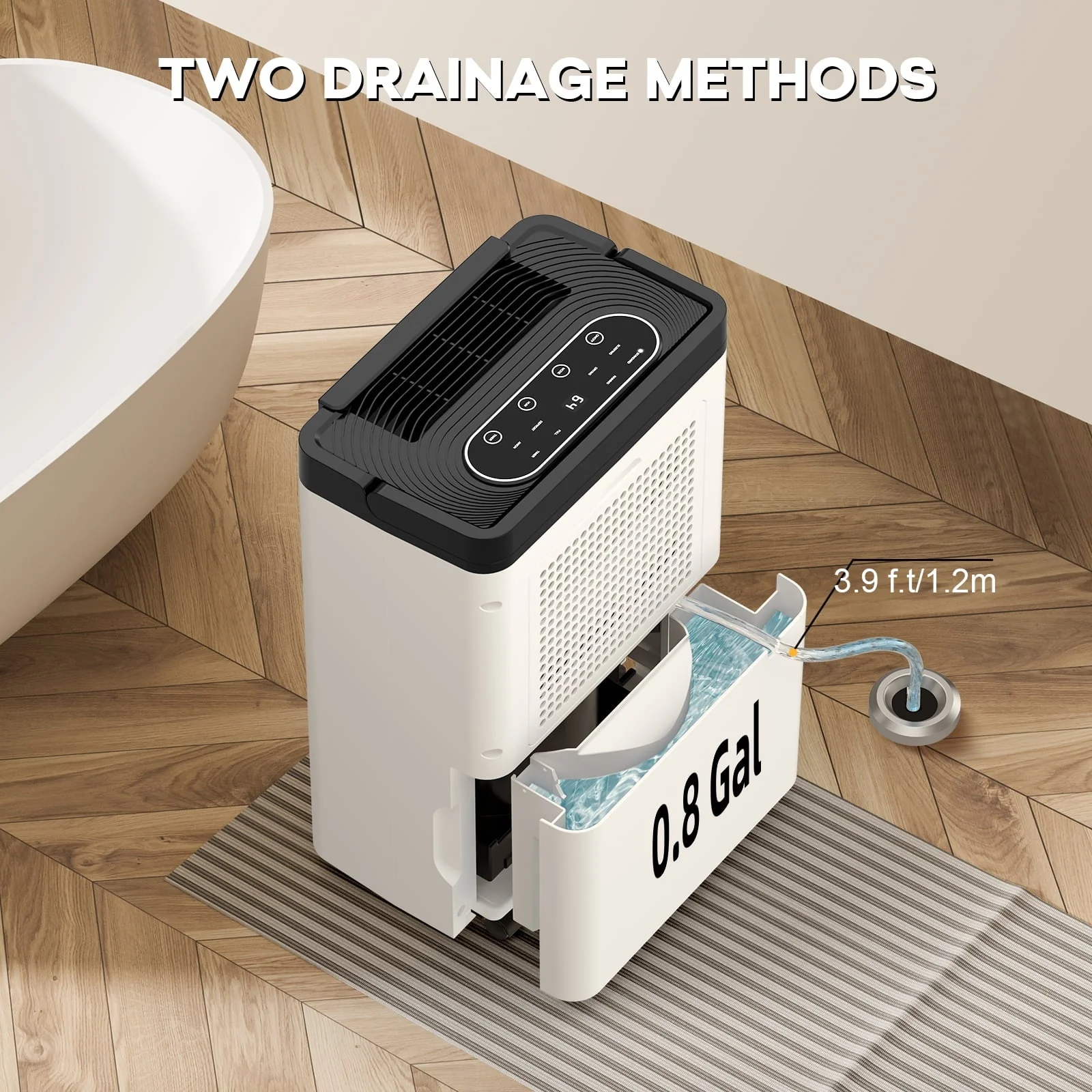 Rocyis 70 Pint 4,500 sq. ft. Dehumidifier for Home, Humidity with Auto Shut off, Auto Drain or Manual Drainage, 0.8 gal Water Tank Capacity for Basements, Bedroom, Bathroom