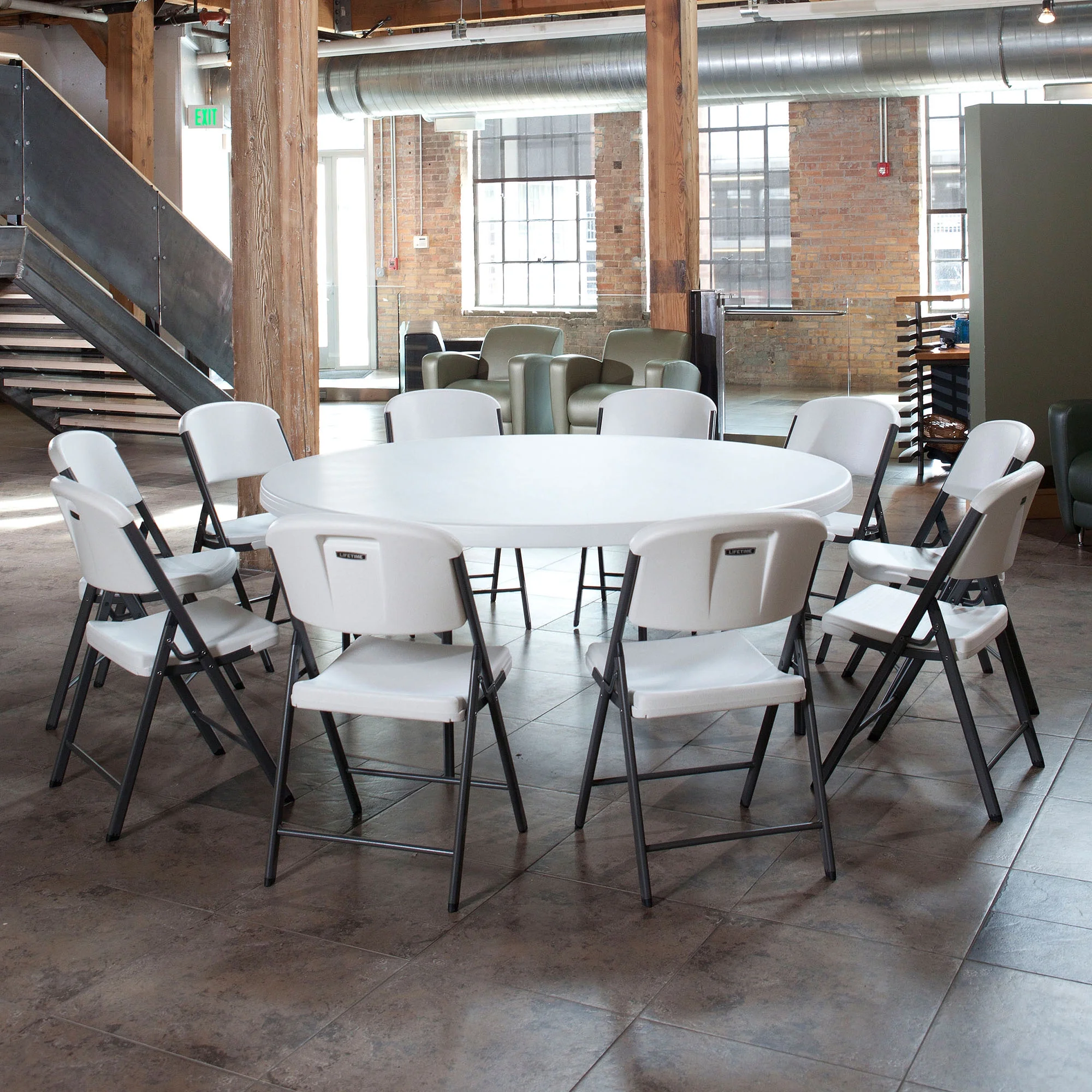 Lifetime Folding Chair, Indoor/Outdoor Commercial, White Granite, 4 Pack (42804)