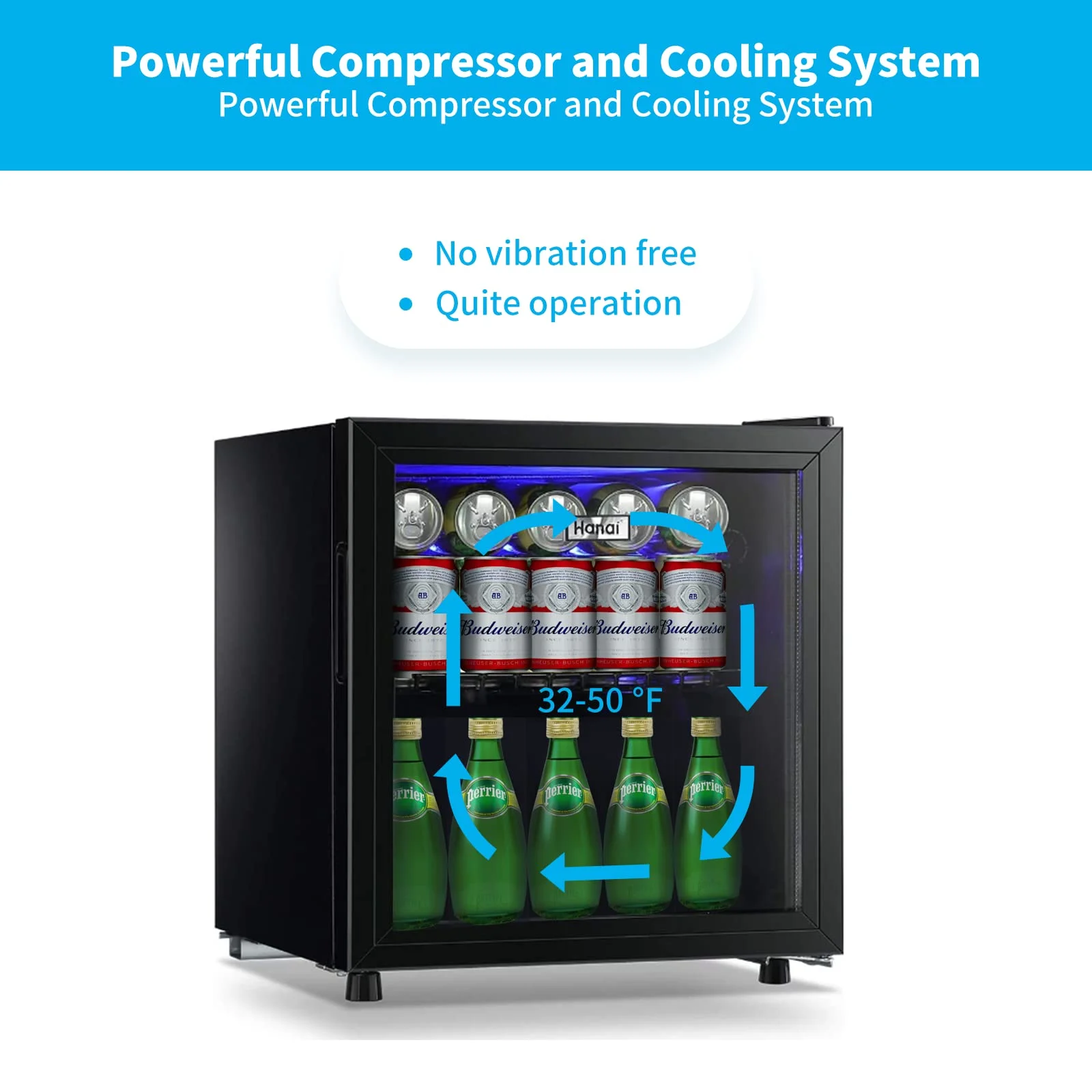 62-Can Beverage Cooler and Refrigerator, Small Mini Fridge for Home, Office or Bar with Glass Door and Adjustable Removable Shelves��Perfect for Soda Beer or Wine, Stainless Steel, 1.6 Cu.Ft.