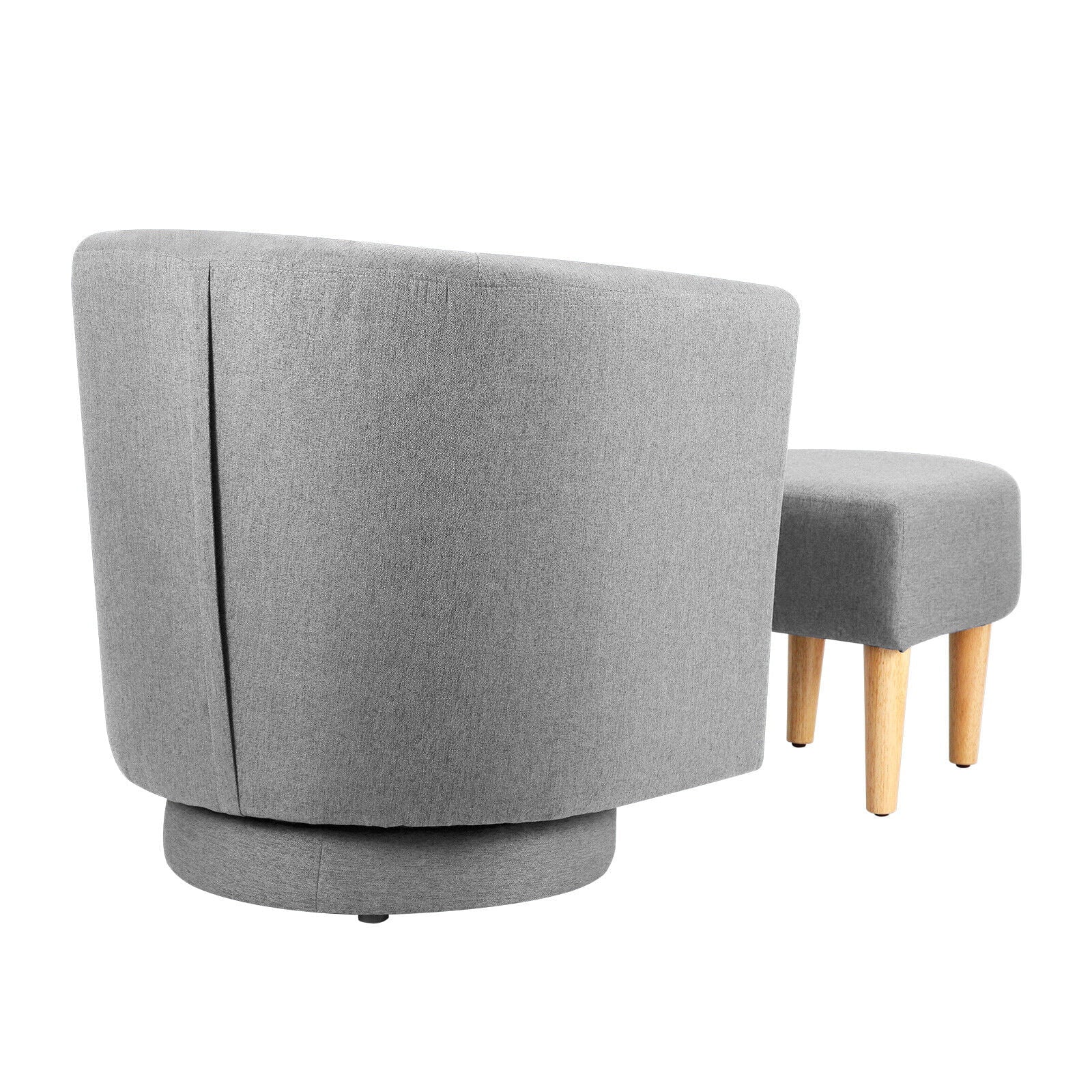 Dazone Swivel Armchair & Ottoman Set, Modern Accent Upholstered Single Sofa Chair With Footstool, 360°Rotating Armchair and Footrest Set, Club Tub Chair for Living Room Bedroom Reading Room,Gray