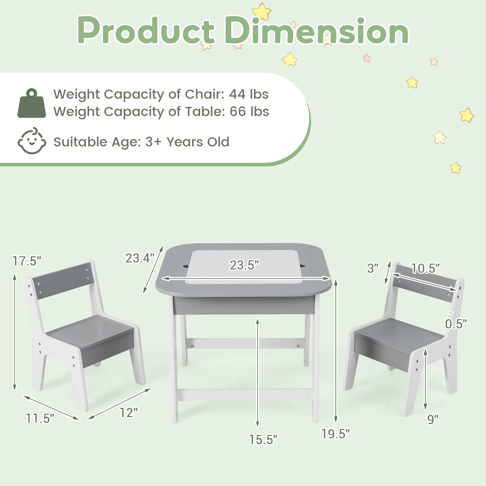 OLAKIDS Kids Table and Chair Set, 3 in 1 Wooden Activity Table with Removable Tabletop, Blackboard and Whiteboard for Toddlers Arts Crafts Drawing Reading Playing, Playroom Nursery (Natural)