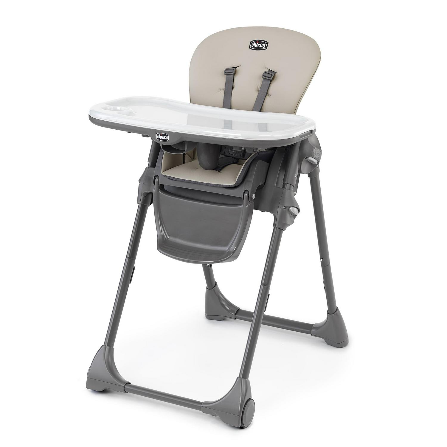 Chicco Polly Space-Saving Fold Easy Clean Highchair - Taupe (Beige). New