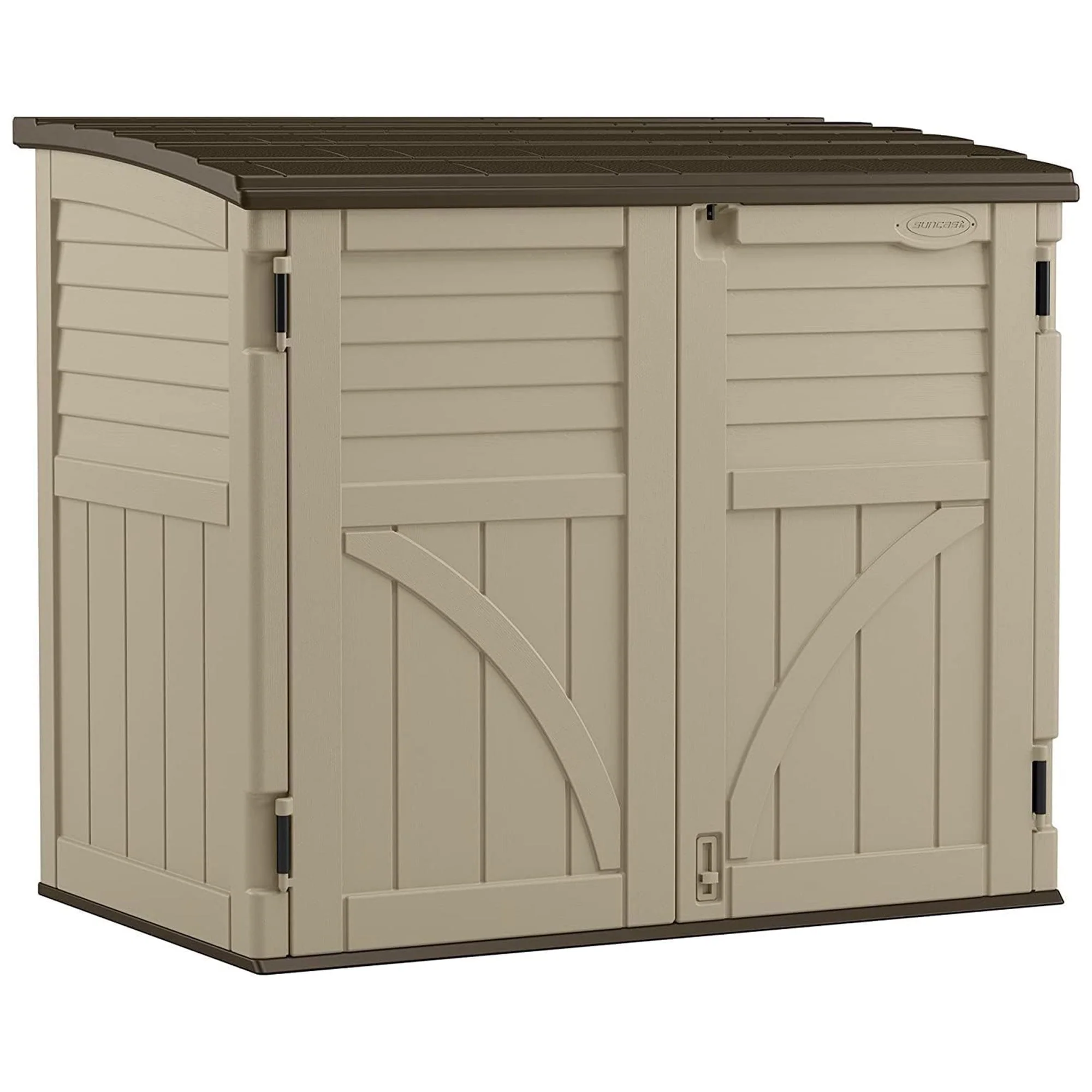 Suncast 34 Cubic ft Horizontal Compact Outdoor Storage Shed, Sand