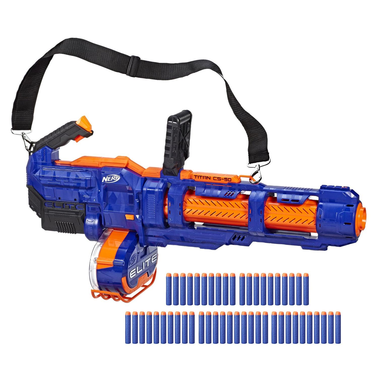 Nerf Elite Titan CS-50 Toy Blaster Fully Motorized 50 Dart Drum 50 Official Elite Dart Spinning Barrel. For Teens and Adults