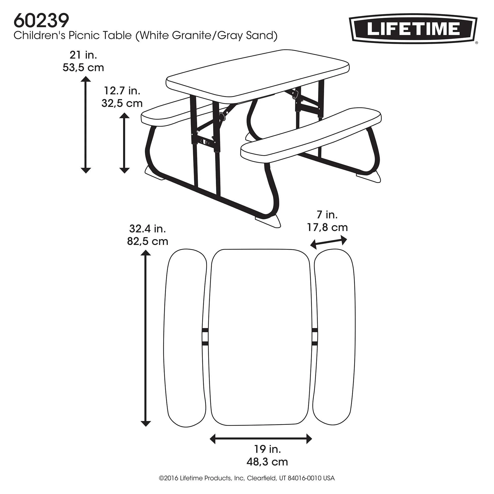 Lifetime Children's Picnic Table , White Granite (60239)