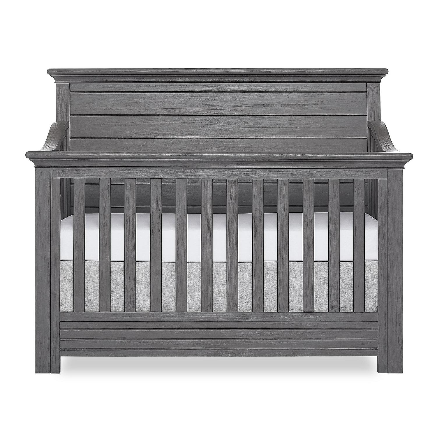 evolur Waverly 5-in-1 Full Panel Convertible Crib. Rustic Grey