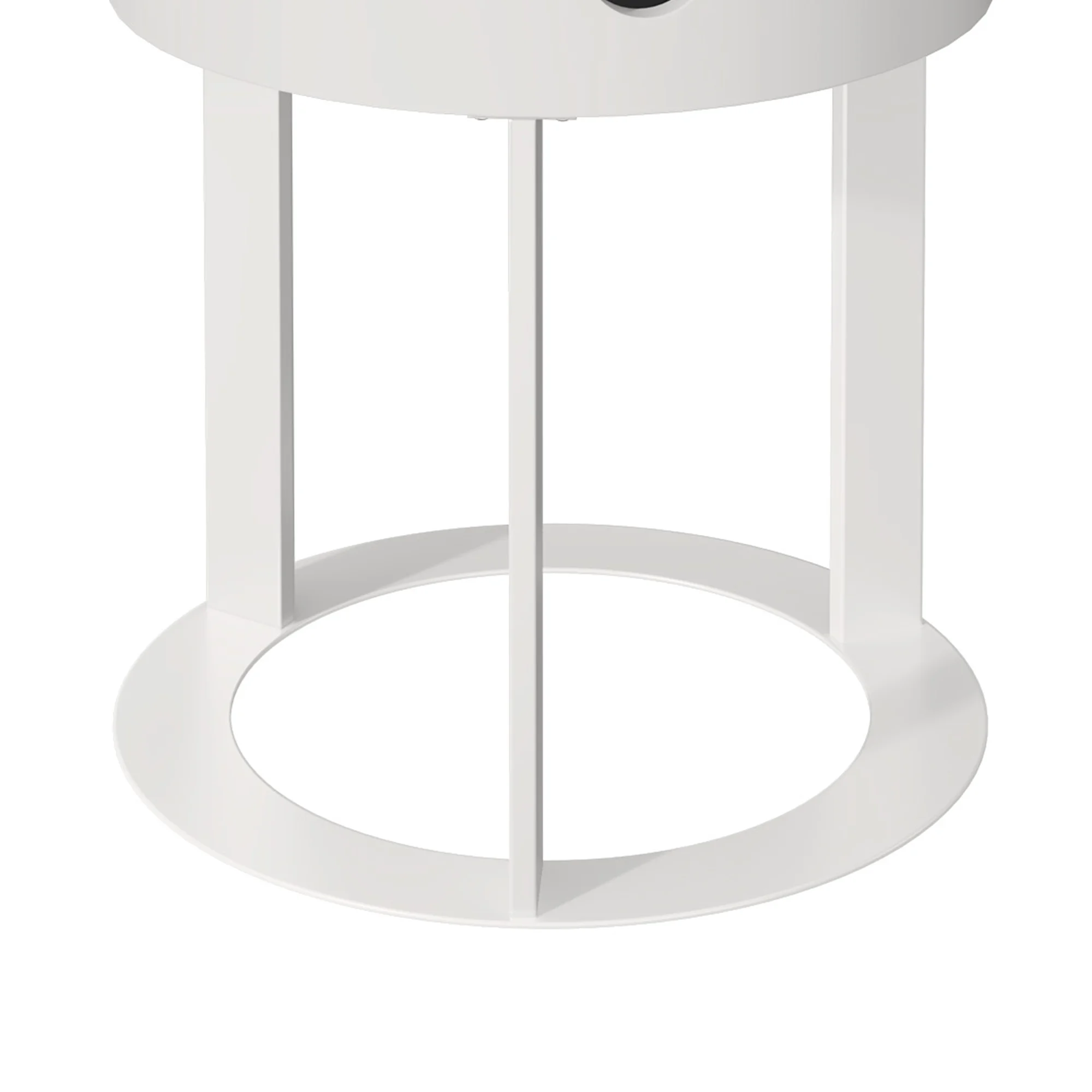 HLR Modern Round Wood Nightstand with Drawer, 2-Tier End Table for Living Room, Bedroom, Black