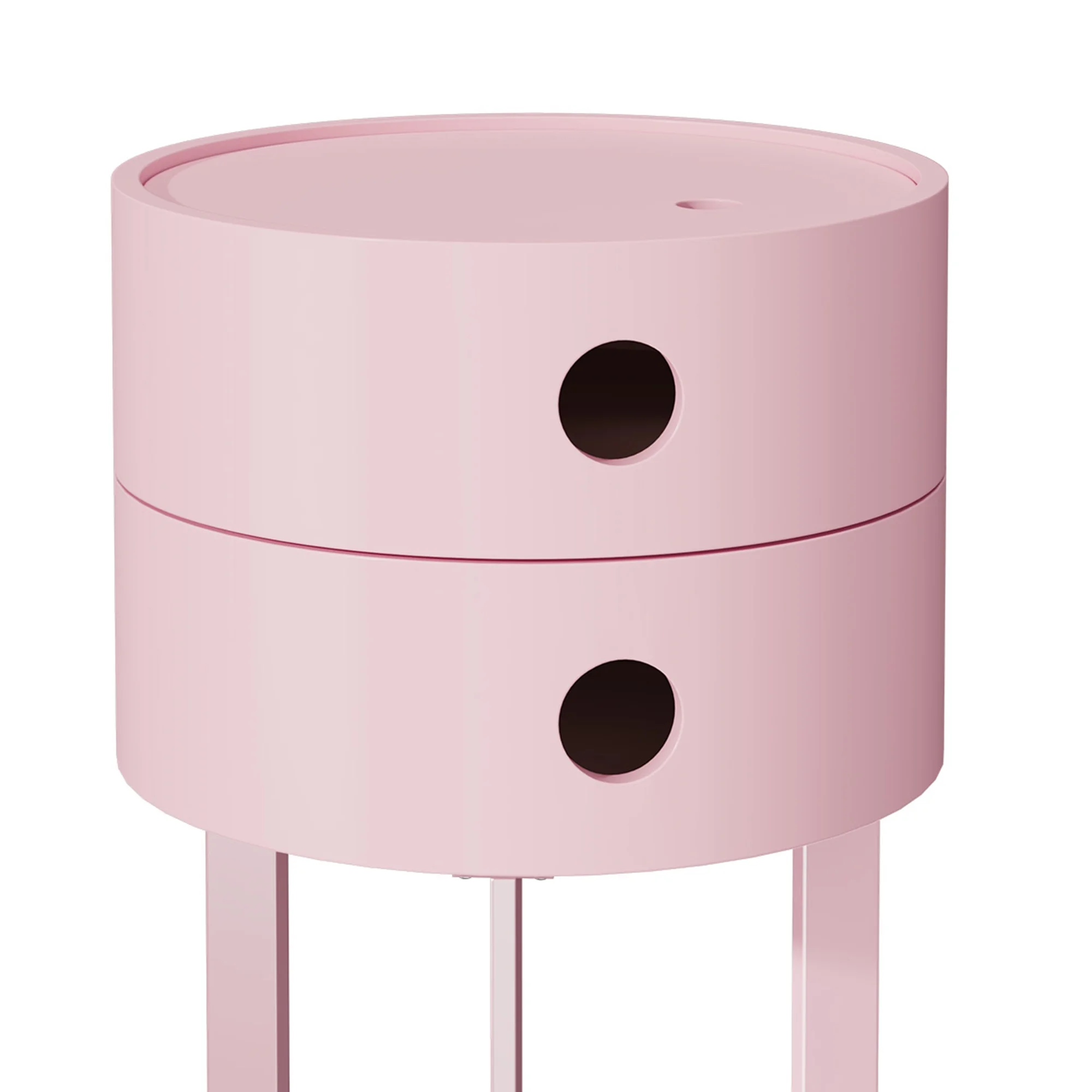 HLR Modern Round Wood Nightstand with Drawer, 2-Tier End Table for Living Room, Bedroom, Black