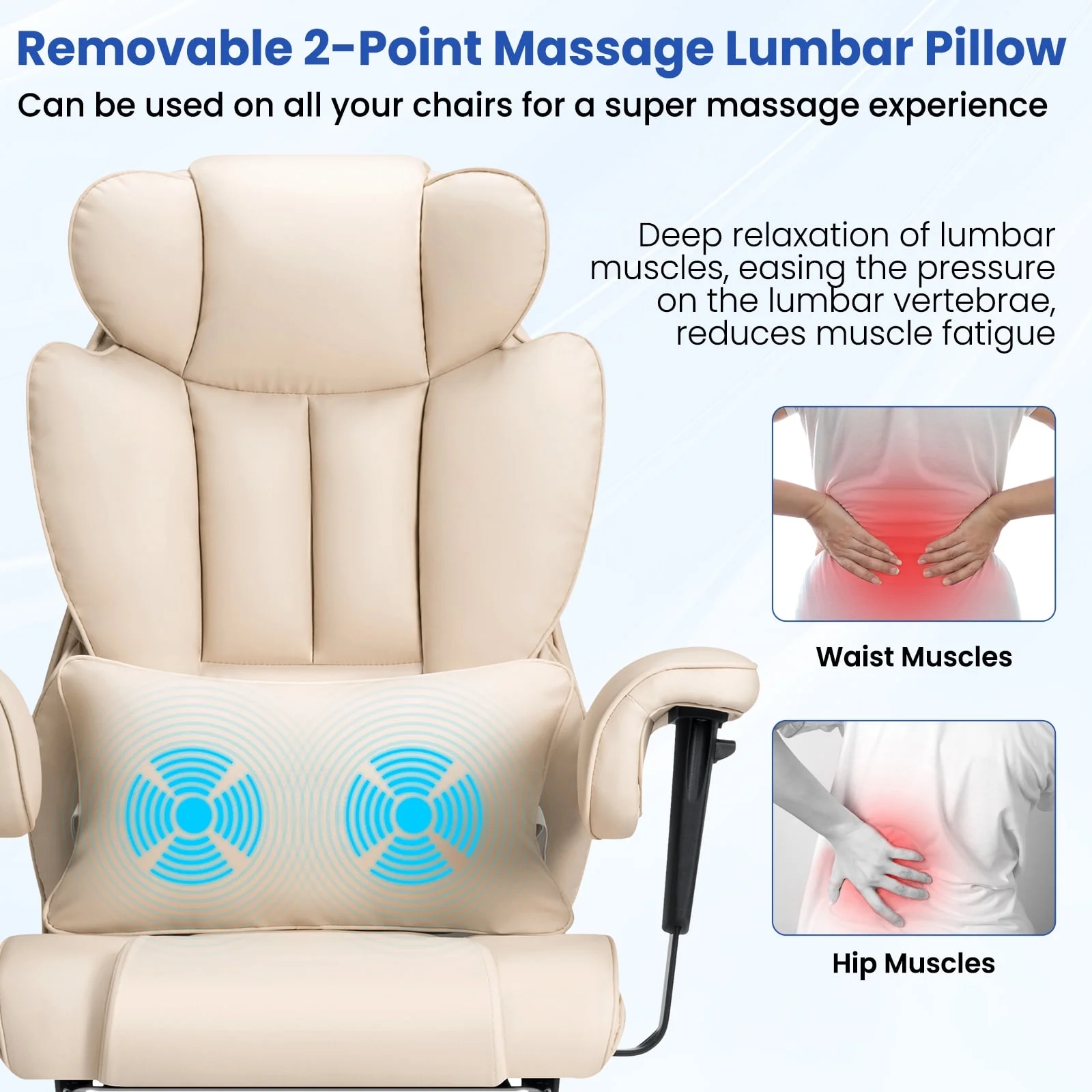 Hoffree Big and Tall Fabric Office Chair 450lbs, Executive Desk Chair with Massage Ergonomic  Computer Chair with Footrest Reclining Desk Office Chair with Lumbar Support for Home Office