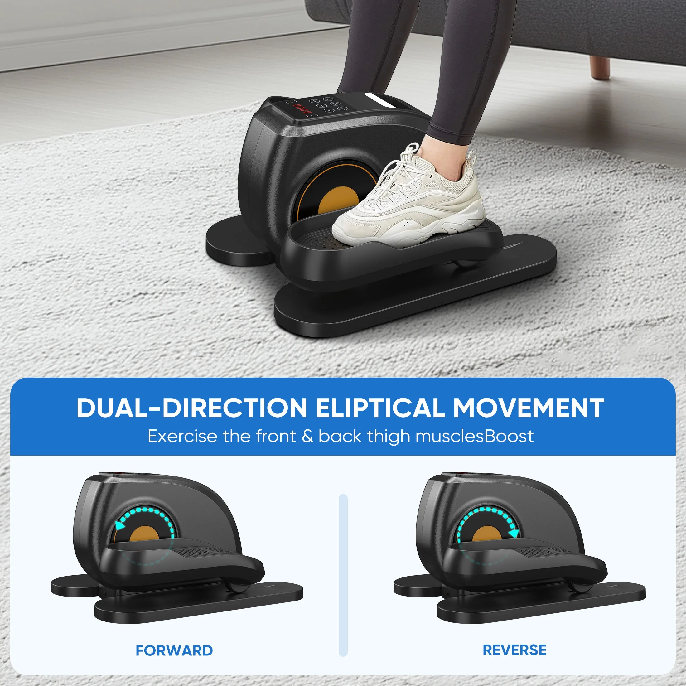 edx Under-Desk Elliptical Machine �?Compact, Quiet & Portable Pedal Exerciser with Adjustable Speed, LED Display, Ideal Mini Elliptical for Home or Office Workout