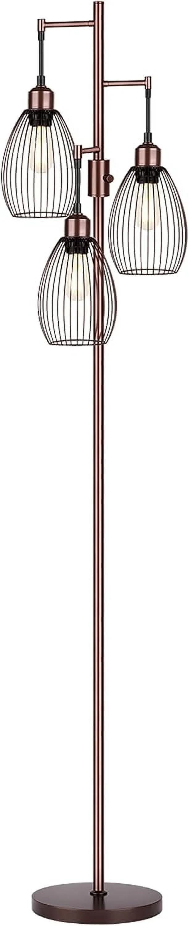 Dimmable Floor Lamp, 3 x 800LM LED Edison Bulbs Included, Farmhouse Industrial Floor Lamp Standing Tree Lamp with Elegant Teardrop Cage Tall Lamps for Living Room Bedroom Office Dining Room