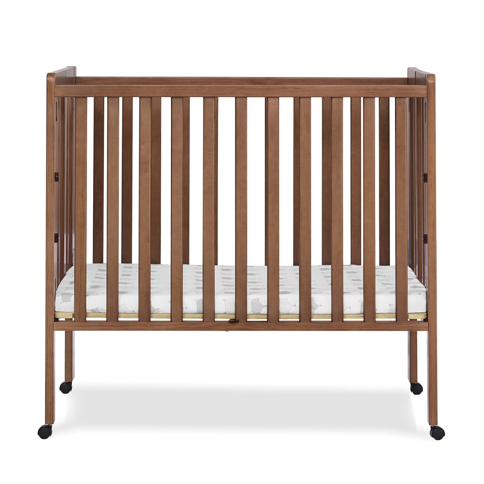 Delta Children Lee Portable Folding Mini Crib with 1.5-Inch Mattress - Greenguard Gold Certified, Bianca White