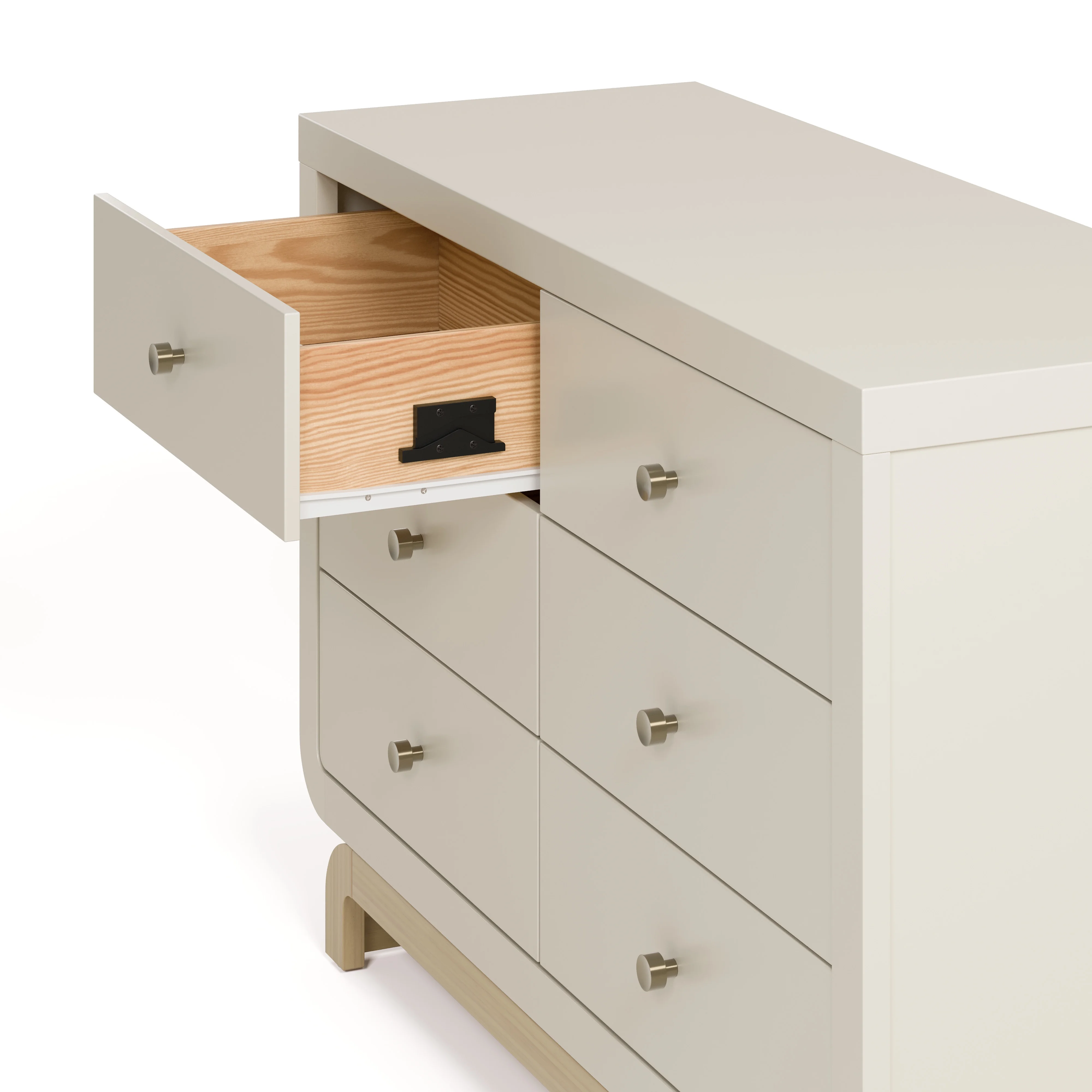 Storkcraft Santorini 6 Drawer Double Dresser, White/Driftwood