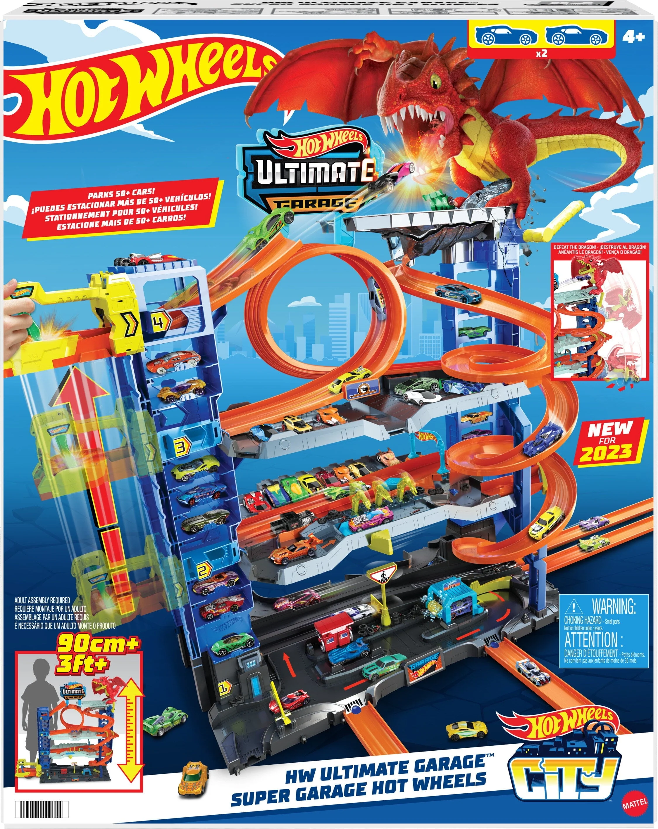 Hot Wheels City Ultimate Garage Playset with 2 Die-Cast Cars, Toy Storage for 50+ Cars