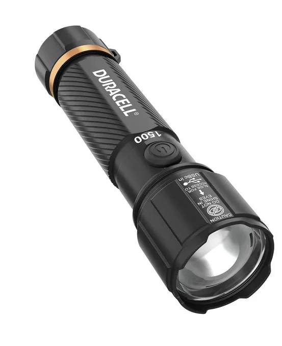 Duracell Hybrid Flashlight, 1500 Lumens, 4-count