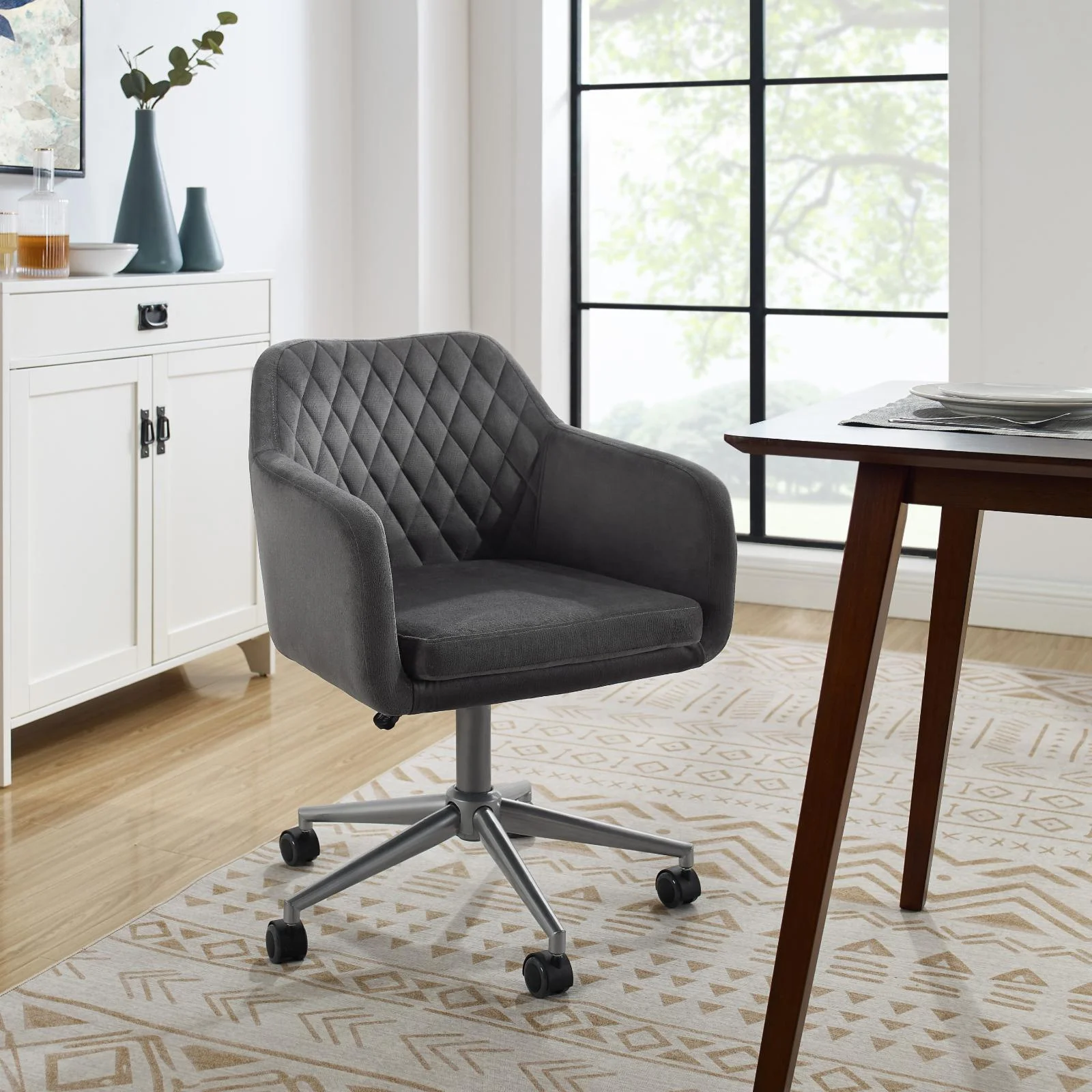 Linon Imogen Quilted Office Chair Off White