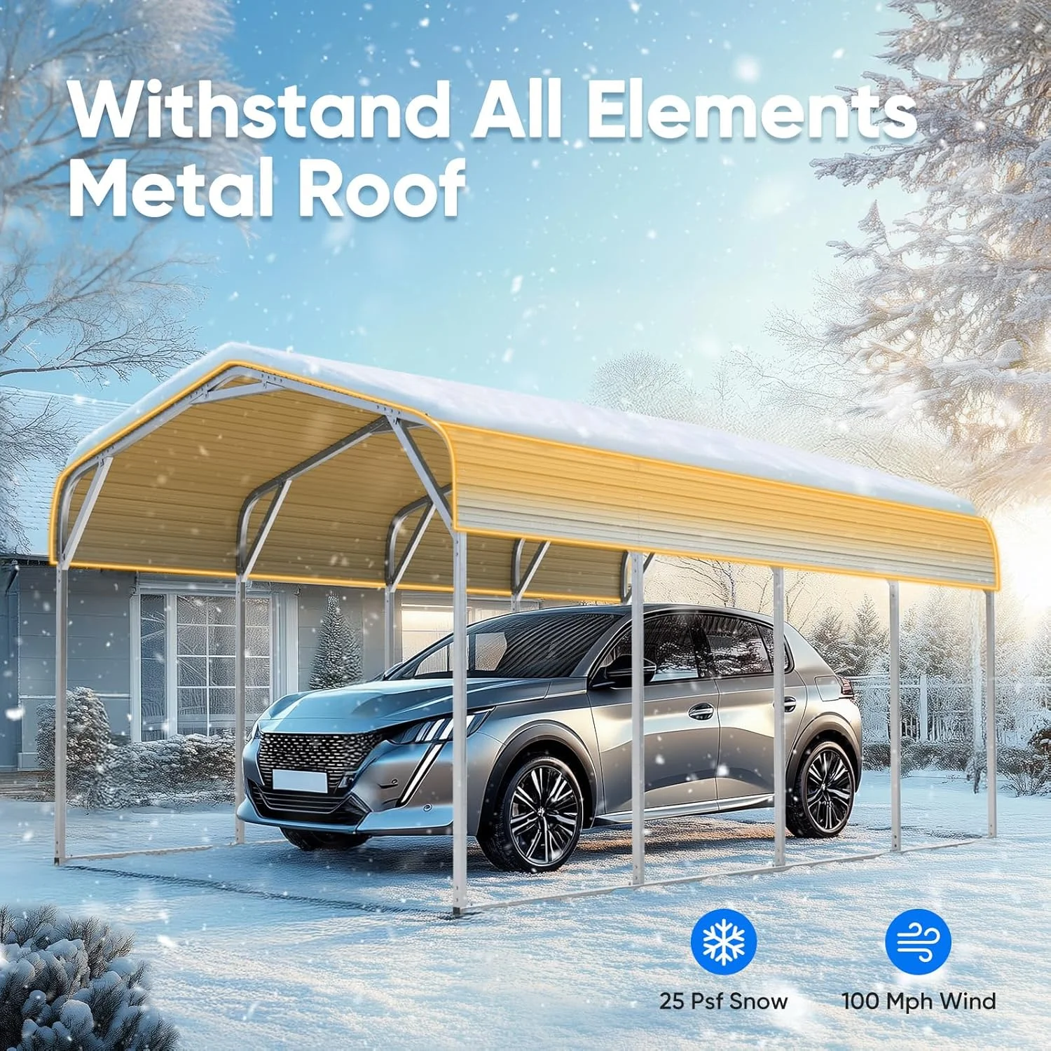 Quictent 12x20 ft Metal Roof Carport Kits Hard Top Garage Heavy Duty Steel Car Canopy