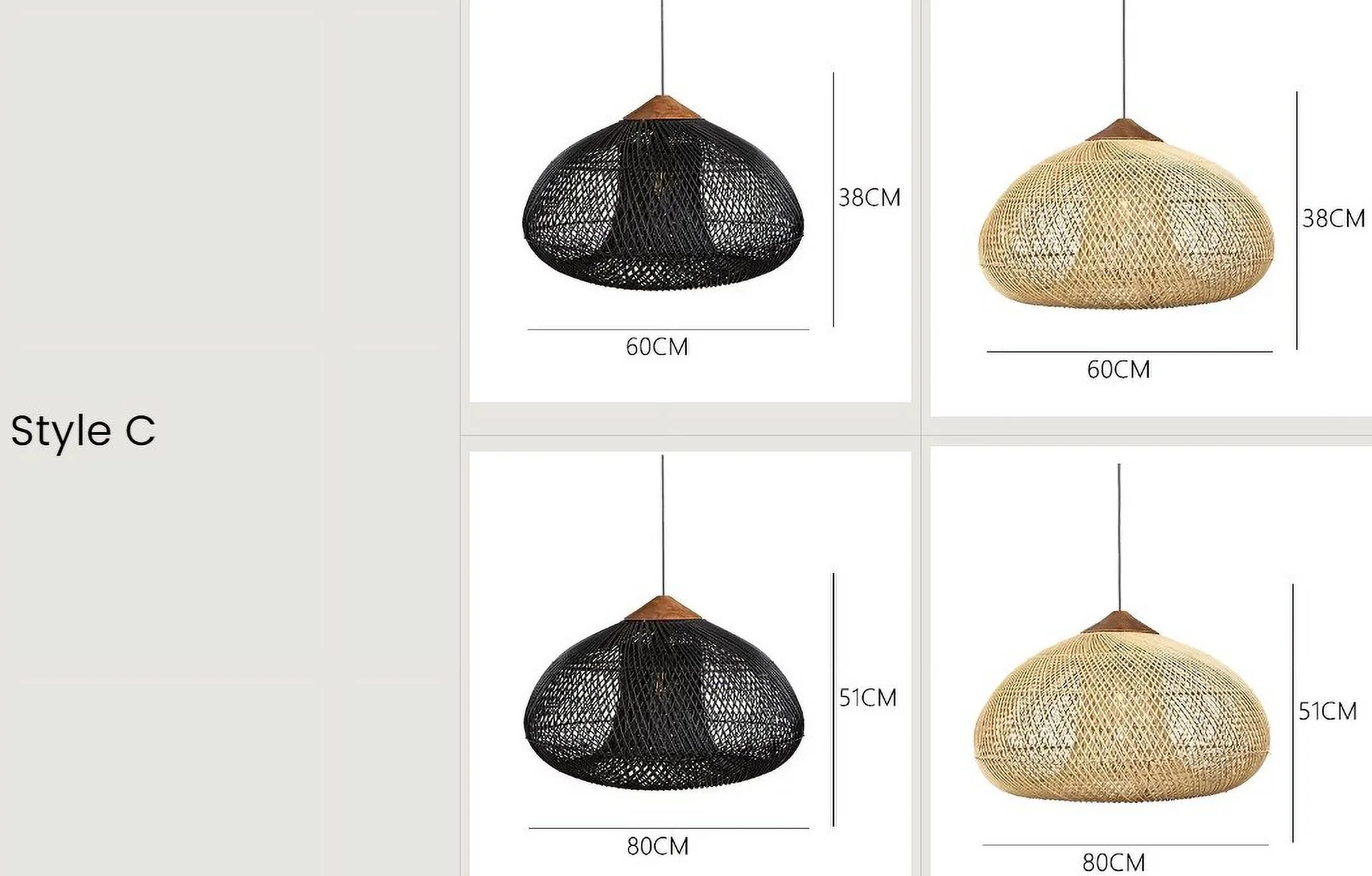 Arturesthome Japanese Style Wabi-sabi Style Rattan Pendant lampshade