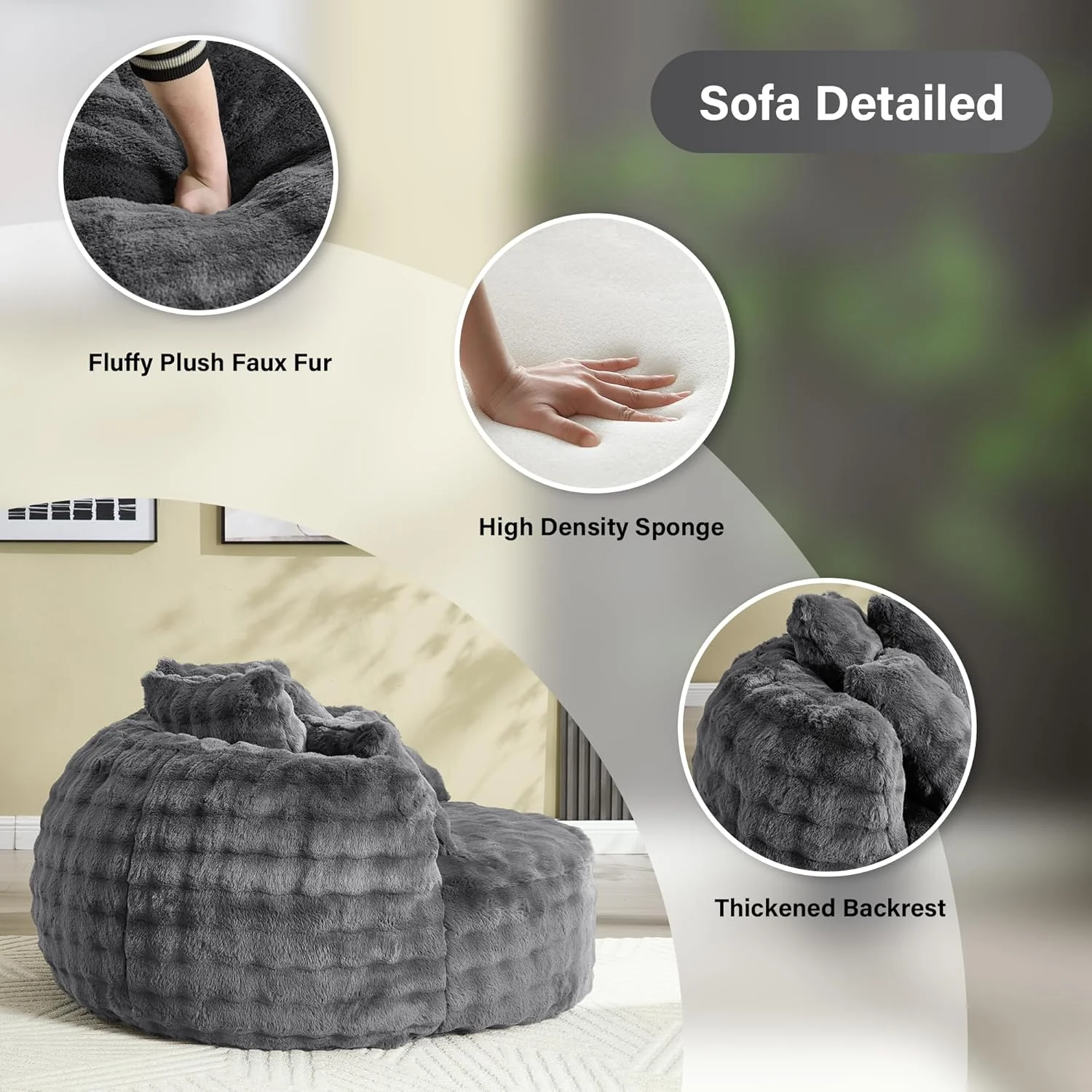 Wiilayok 58'' Oversized Chaise Lounge Chair Indoor,Thickened Backrest Sleeper Sofa Couch with Soft Pillows for Living Room, Gray