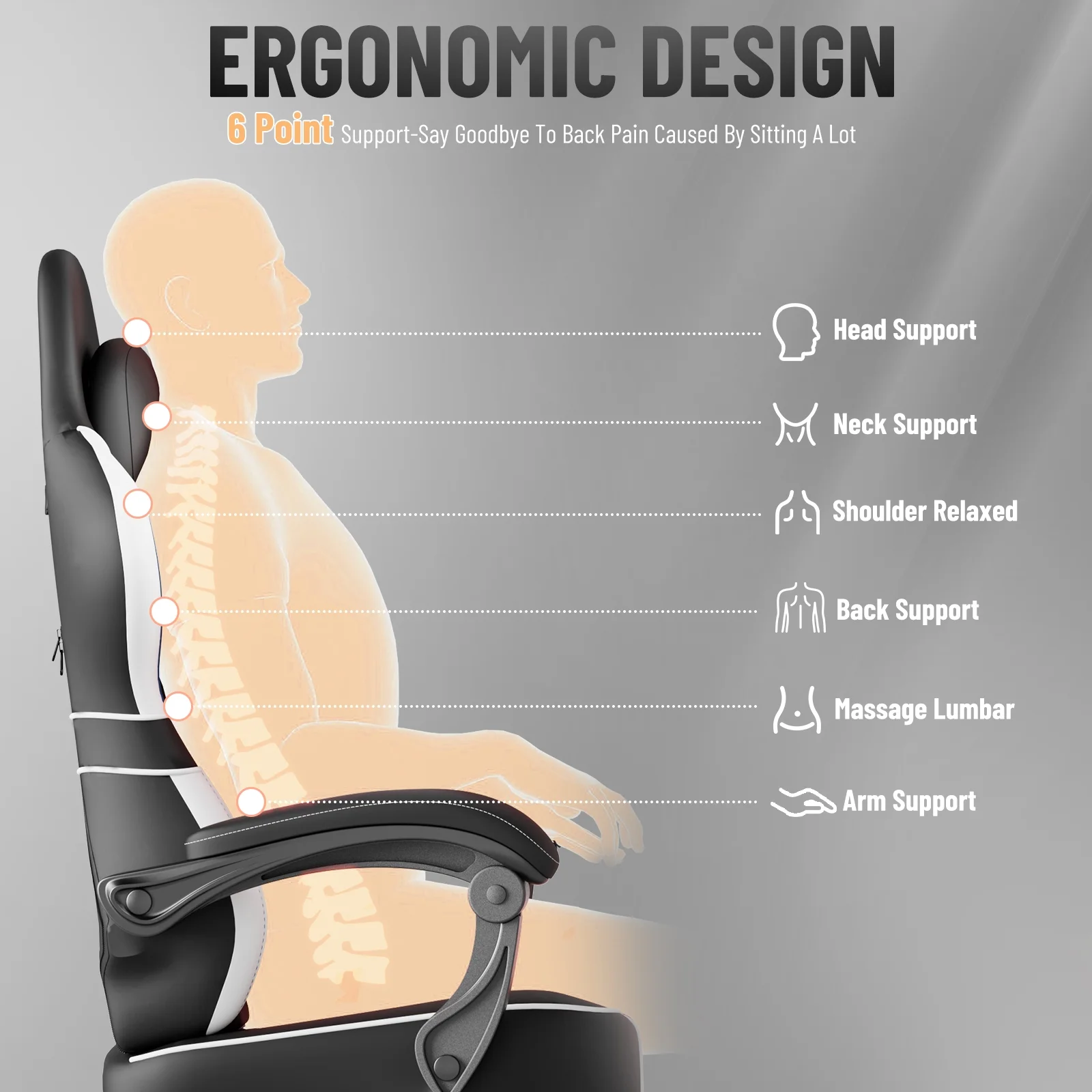 SOONTRANS Gaming Chair for Adults, Velvet Fabric High Back Comfortable Video Game Chair with Footrest and Massage Lumbar Cushion, Racing Computer Desk Chair, Ergonomic Gamer Chair, Black/Grey