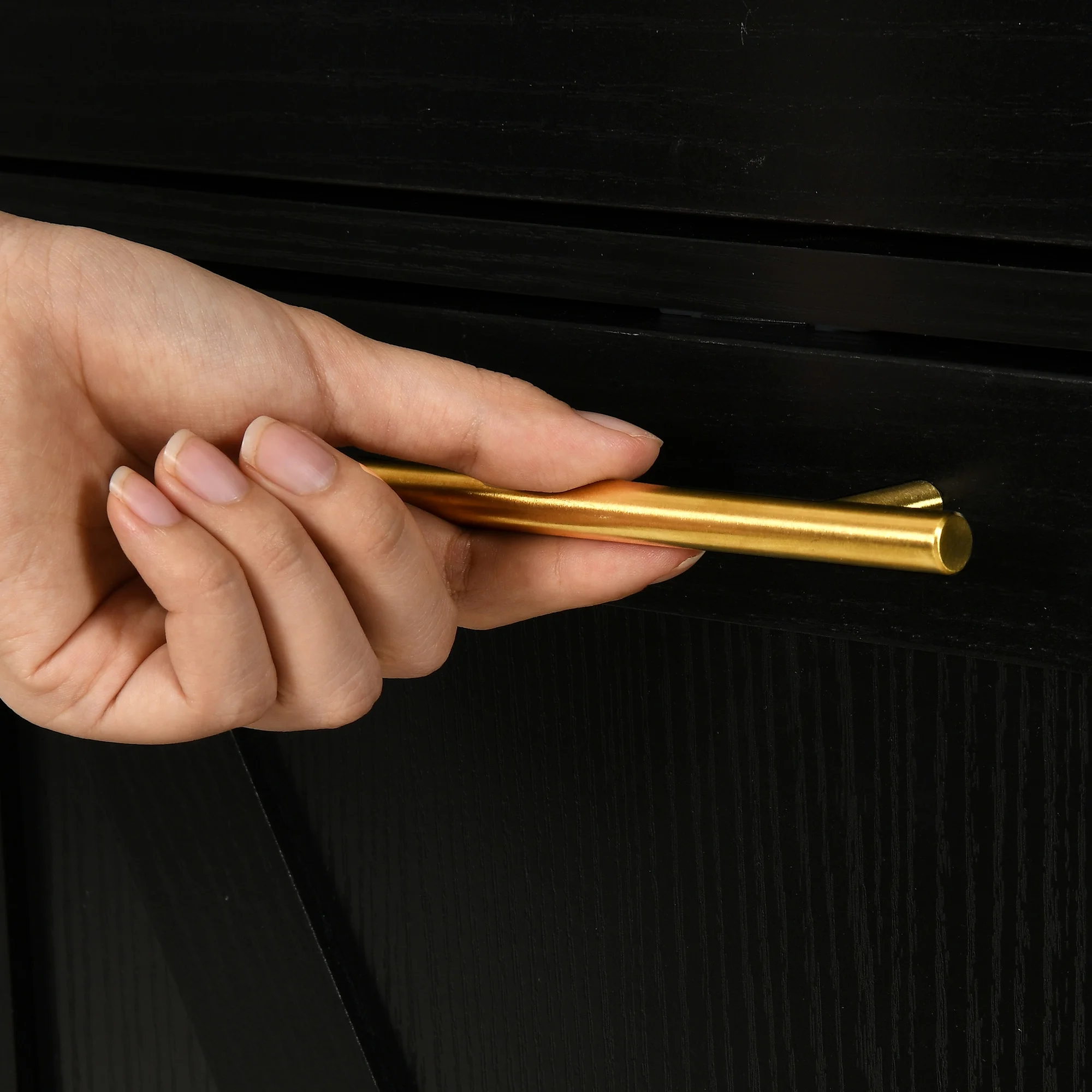 DEXTRUS Kitchen Island Cart with Drop Leaf & Power Outlets, Kitchen Island with 2 Trash Can Cabinets & Storage Shelves, Black