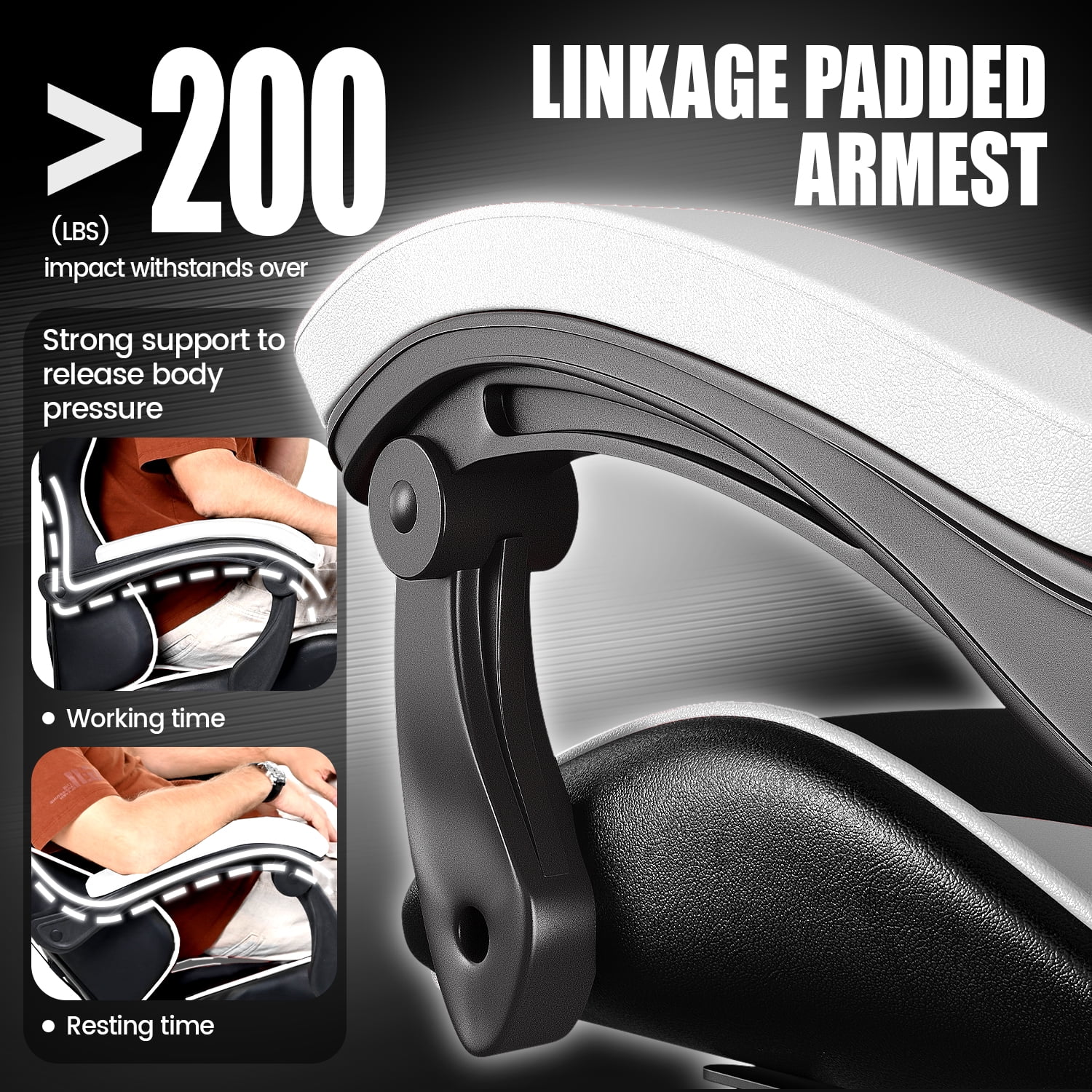 Bigzzia Gaming Chair Office Chair, Ergonomic Game Chair with Height Adjustable Headrest and Lumbar Support for Adults Teens, Black & White