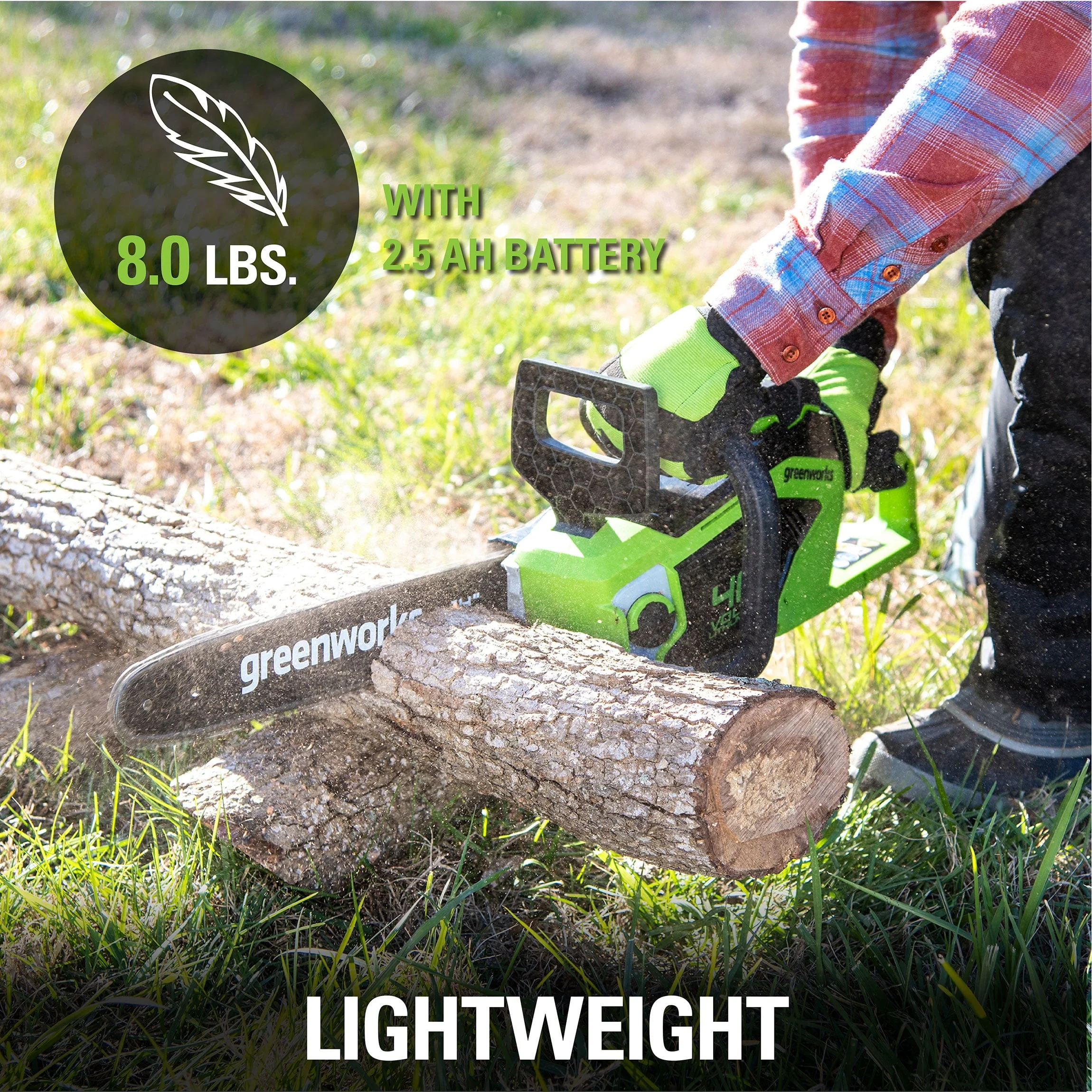 Greenworks 40V 14-inch Brushless Chainsaw with 2.5 Ah Battery and Charger, 2012802