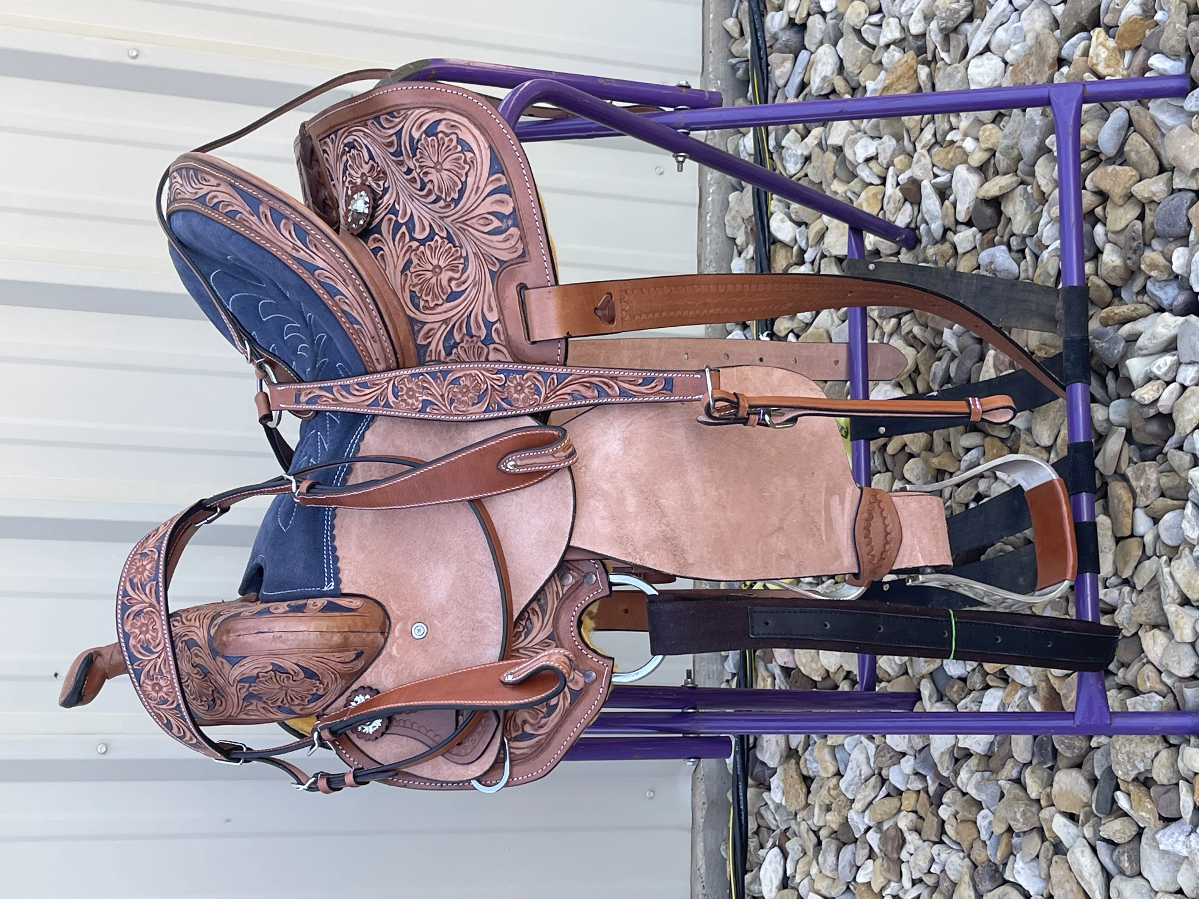 Resistance Adult Western Horse Barrel Saddle For Horse Riding | Floral Tooled With Silver Conchos | Genuine Leather 14