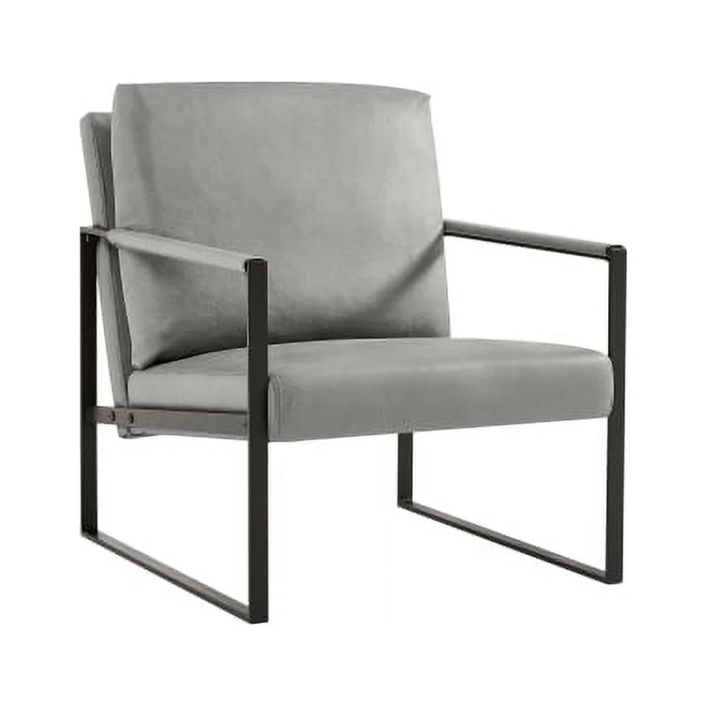 Leather Accent Chair,PU Leather Armchair Single Sofa Chair with Extra-Thick Padded Backrest and Seat Cushion,Living Room Chair with Metal Frame Extra-Large Lounge Chair for Living Room Bedroom,Gray