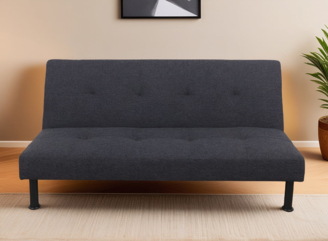 Couches for Living Room Upholstered Convertible Folding Futon Sofa Bed Modern Small Faux Leather Sleeper Sofa Love Seat for Bedroom, Apartment, Black