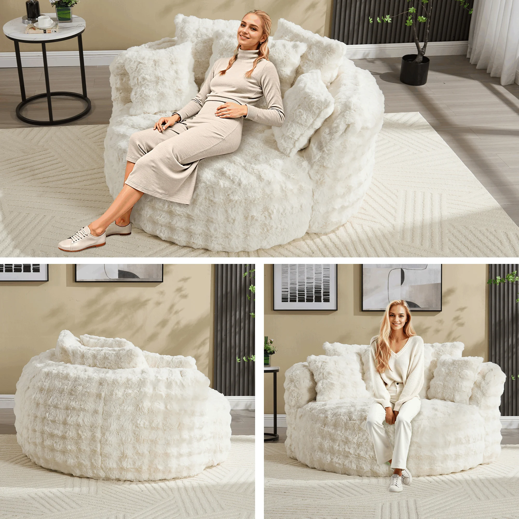 Wiilayok 58'' Oversized Chaise Lounge Chair Indoor,Thickened Backrest Sleeper Sofa Couch with Soft Pillows for Living Room, Gray