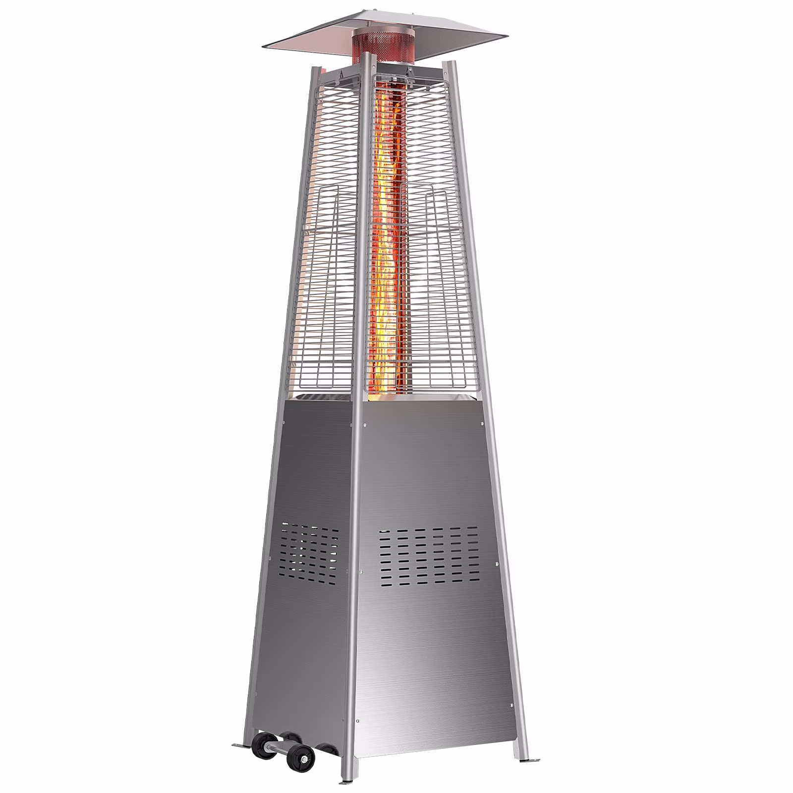 edx 42000 BTU Outdoor Propane Patio Heater Tower with Wheels, Stainless Steel