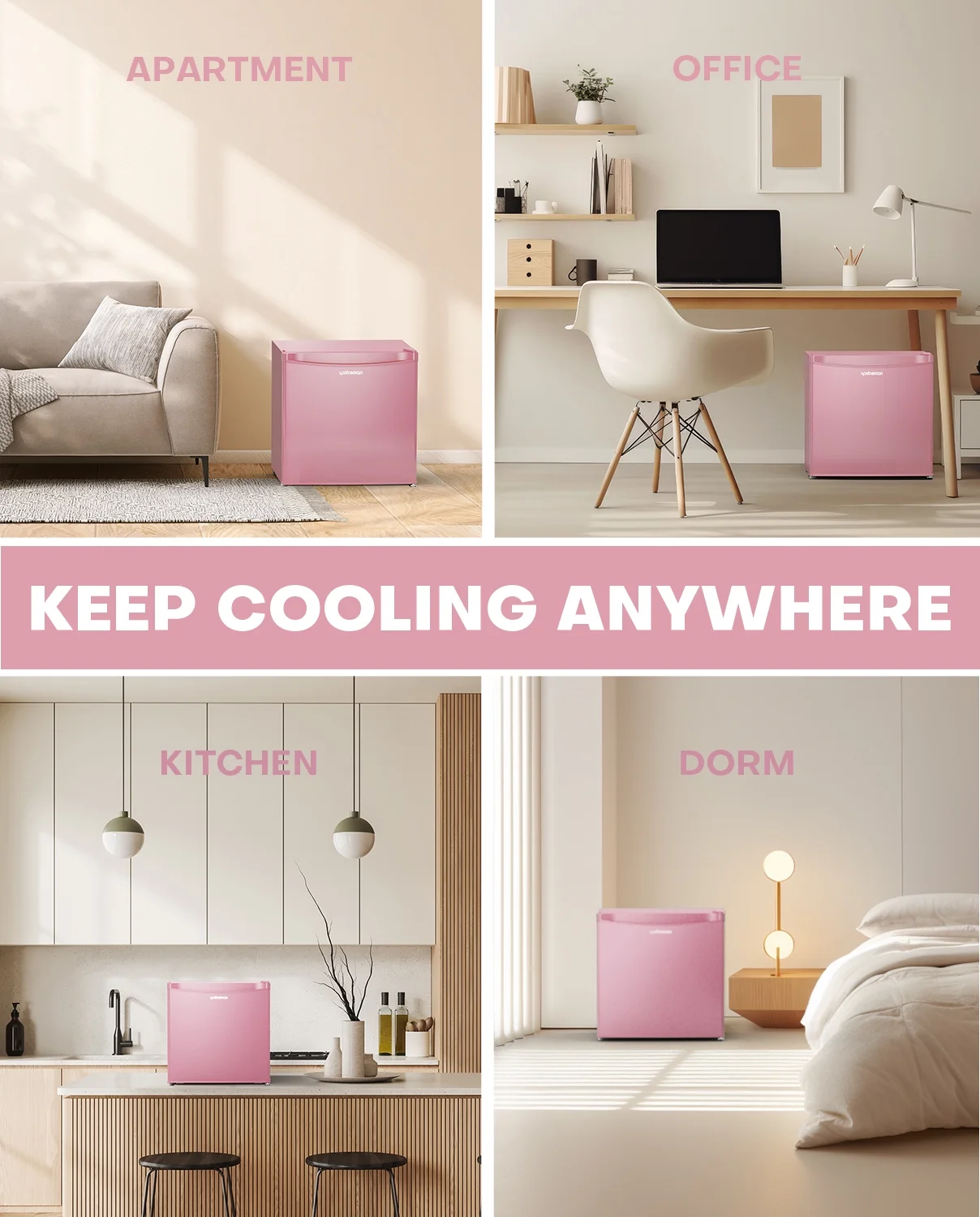 Upstreman 1.7 Cu ft Mini Fridge with Freezer Single Door Compact Refrigerator, Low Noise, Energy Saving, Adjustable Temperature, Reversible Door, for Home Office Dorm, Black FR17