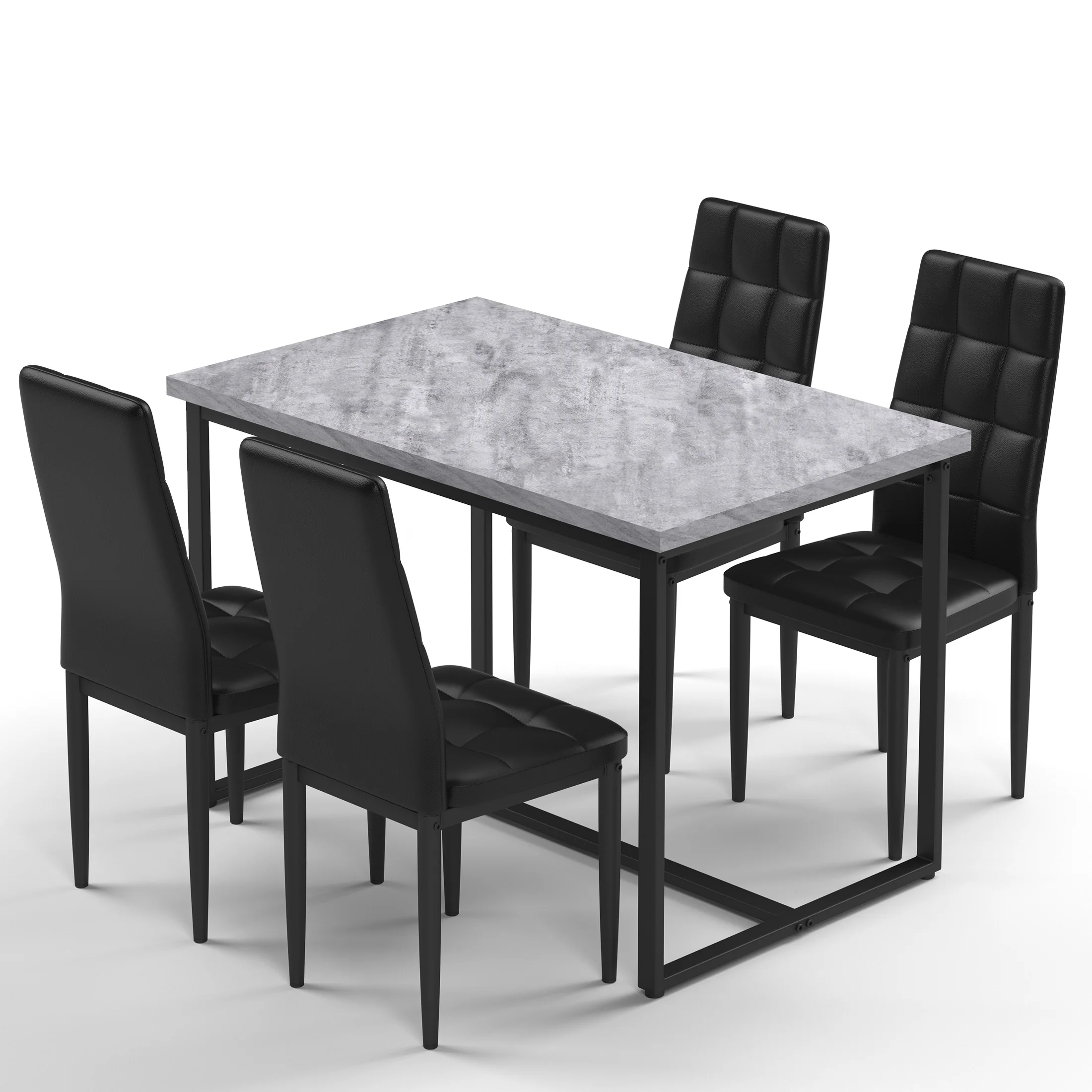 SEGMART Dining Table with 4 High-Back Upholstered Chairs, Modern Dinette Set, Dining Table & Chairs Set for 4 Persons, Small Home Kitchen Dining Table Set, Ideal for Apartment Breakfast Nook