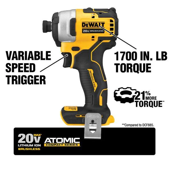 ATOMIC 20V MAX Cordless Brushless 4 Tool Combo Kit and ATOMIC 20V MAX Cordless Brushless Compact 1-3/4 in. Bandsaw