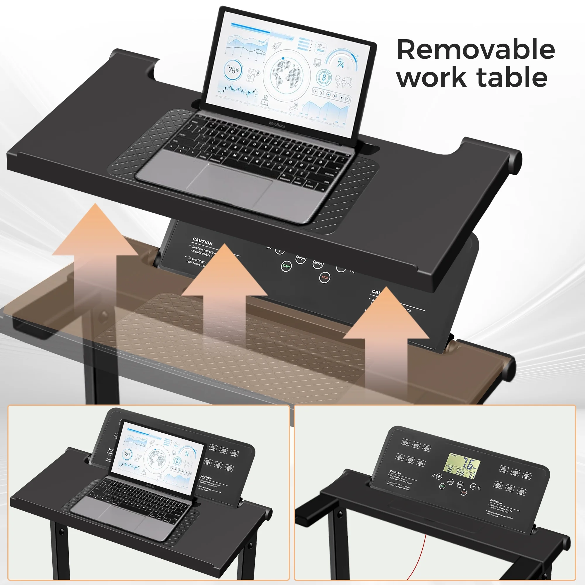 2 in 1 Walking Pad Treadmill, Foldable Treadmills with Handle Bar, 2.5HP Portable Folding Treadmill with Remote Control, Under Desk Treadmill for Home Office, 300lbs, Black