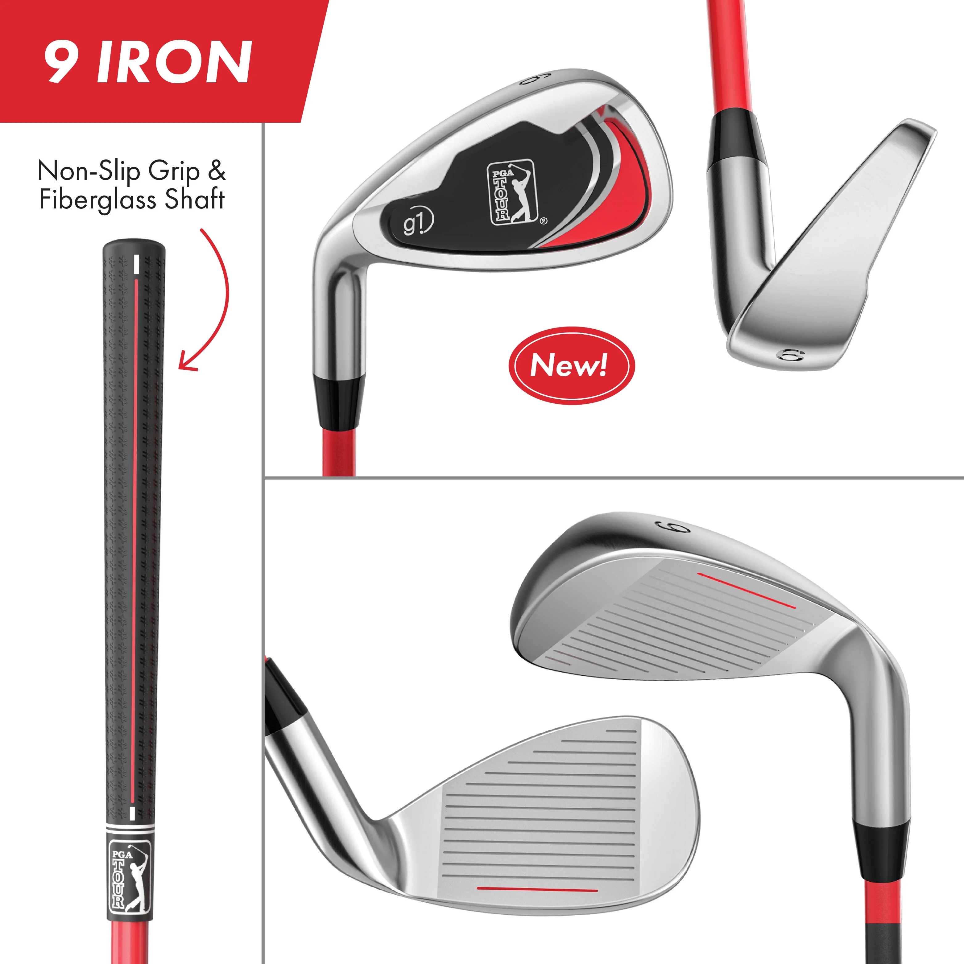 PGA Tour Right-Handed 10 Piece Kids Golf Club Stand Bag Set; Player Height 4'8 - 5'2