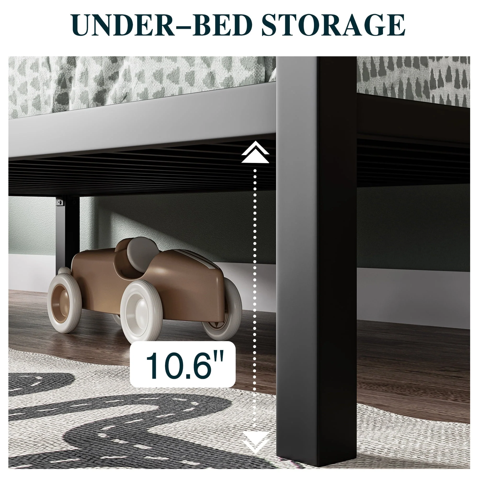 Sha Cerlin Black Twin over Full Size Metal Bunk Bed with Removable Stairs & Underbed Storage, Kids & Teens & Adults