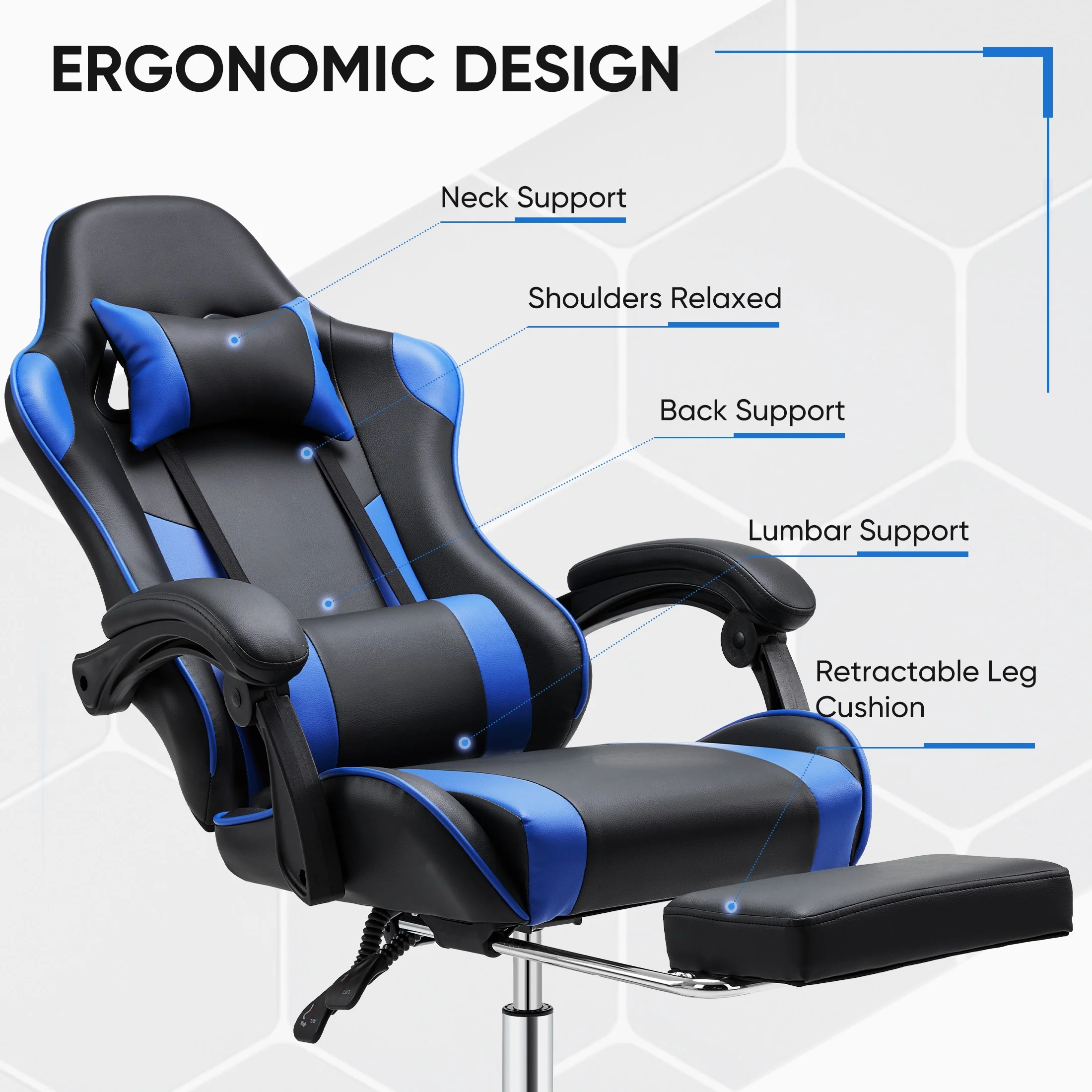 EDX Ergonomic Gaming Chair High Back Office Chair with Lumbar Support and Adjustable Armrests Swivel Racing Chair, Black and Gray