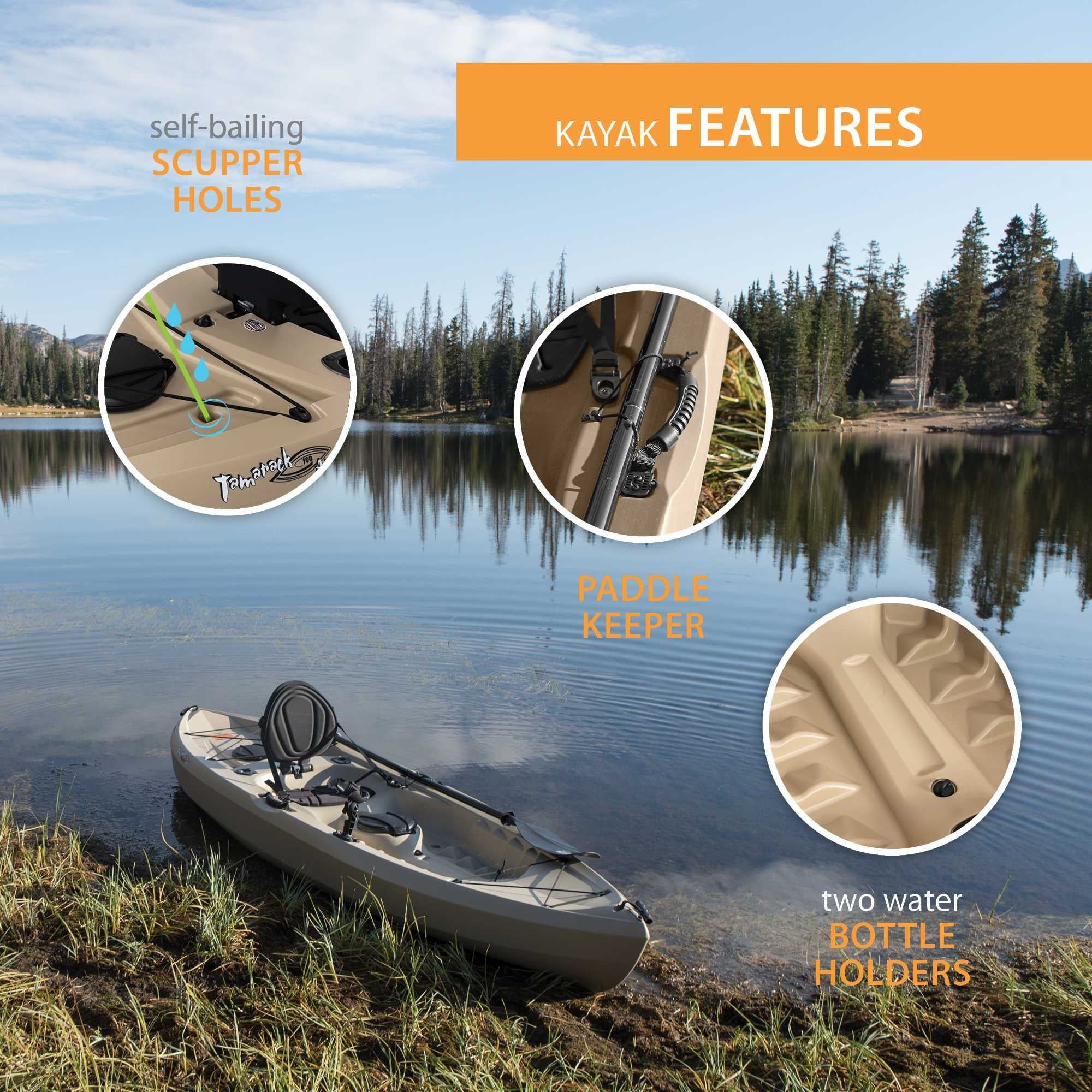 Lifetime Tamarack Angler 10 ft Sit-on-Top Fishing Kayak, Tan (90508)
